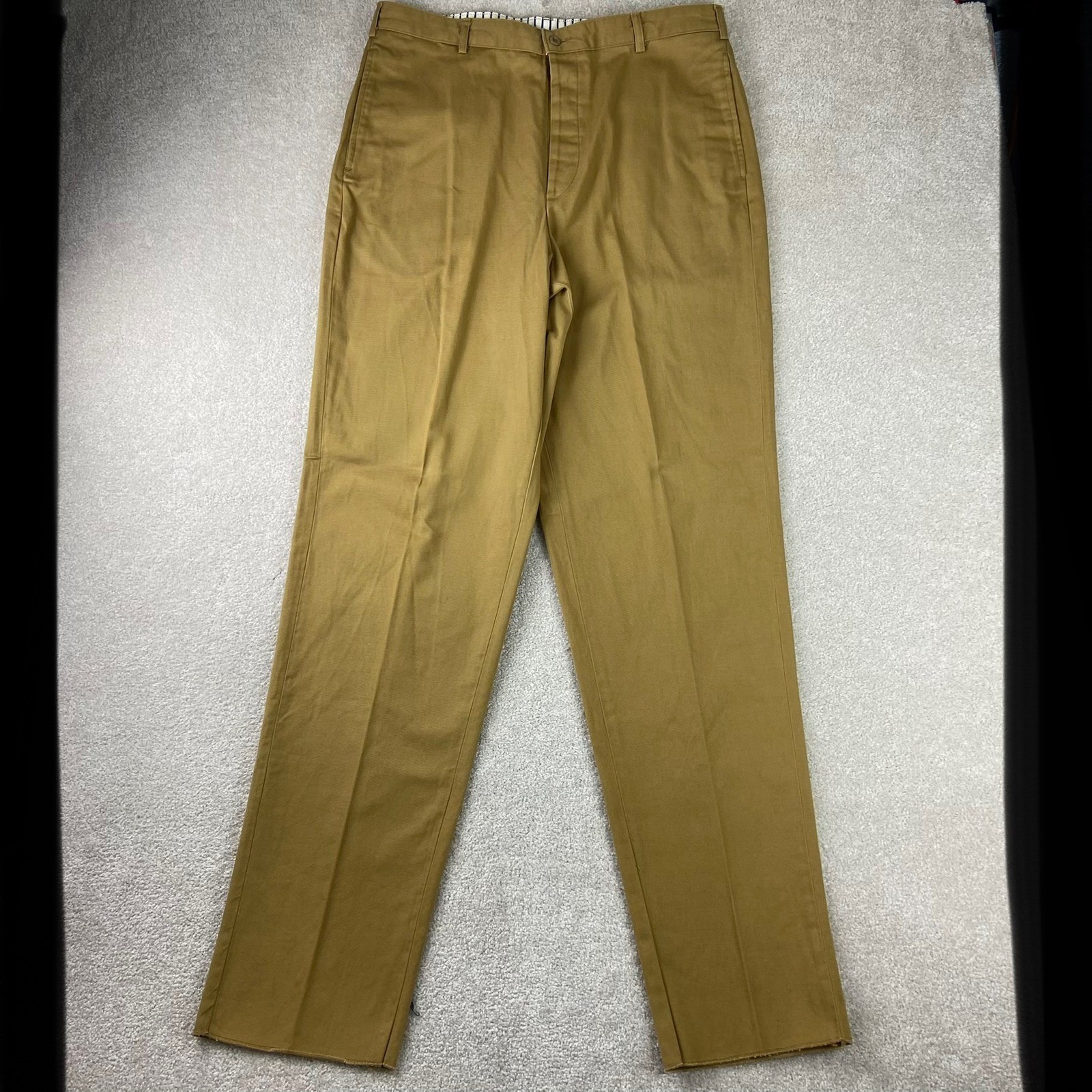 Vintage J.Crew Oarsman Chinos Mens 36 Made in USA Button Fly Trousers Unhemmed