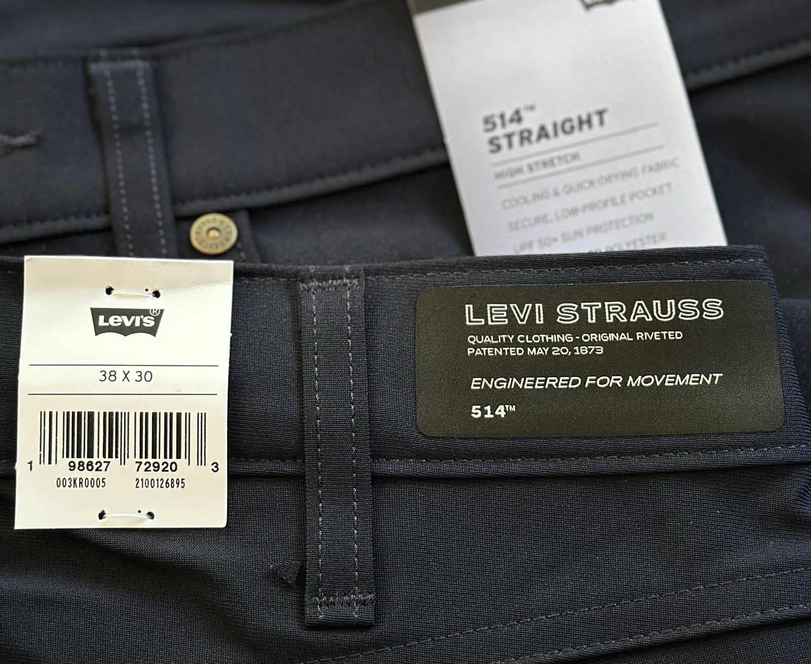 Levi’s Men’s 514 Straight Tech Pants, Navy Blue