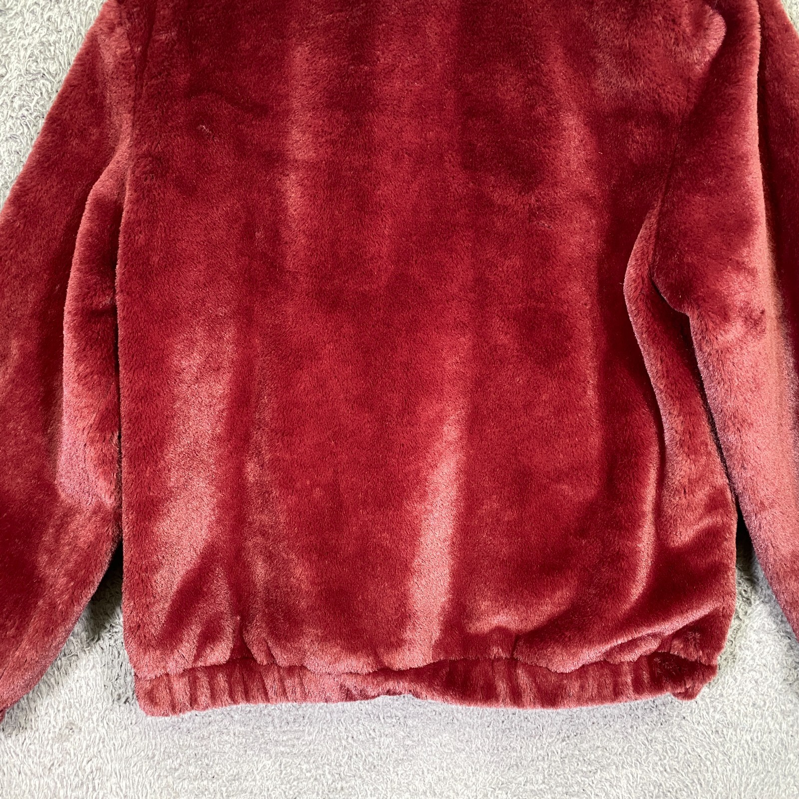 Cynthia Rowley Jacket Bomber M Faux Fur Burgundy Mob Wife Glam Aesthetic