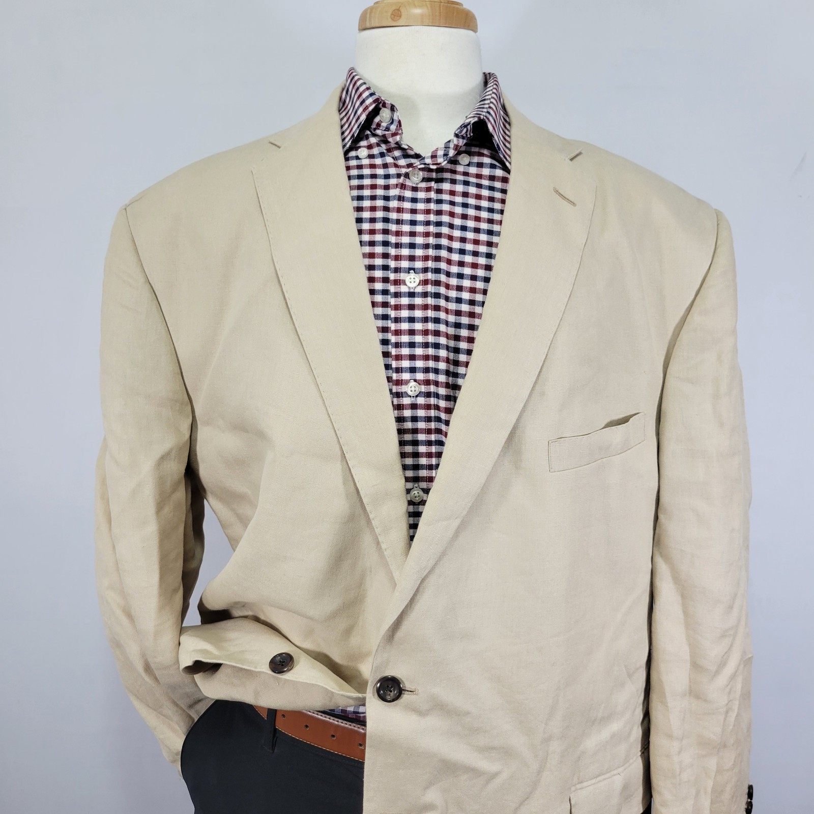 Corporate Image Tom James Men’s Sport Coat Blazer Sugreon Linen 52R SLIM FIT