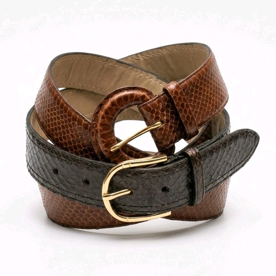 Vtg Genuine Snakeskin Leather Belt Lot Women’s Sz 27-28 / 29-30 Dark Light Brown