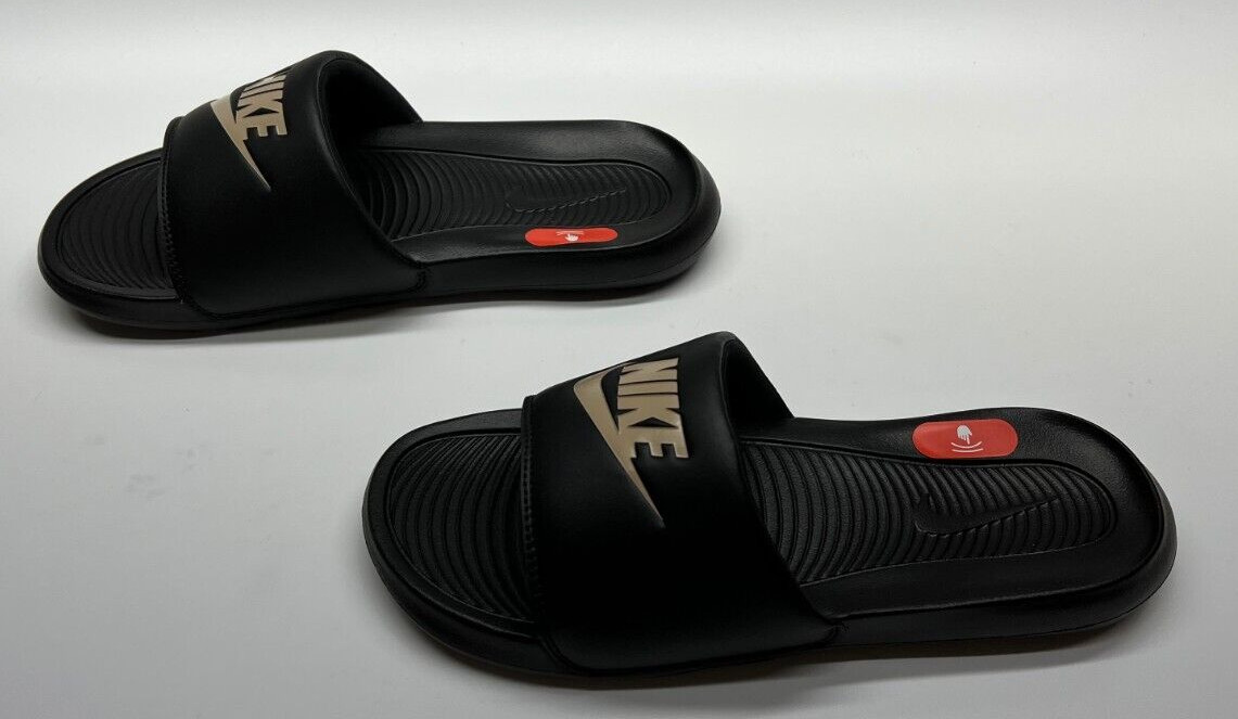Nike Victori One Slide CN9675 006 Black Metallic Gold Sandals Shoes Mens 8