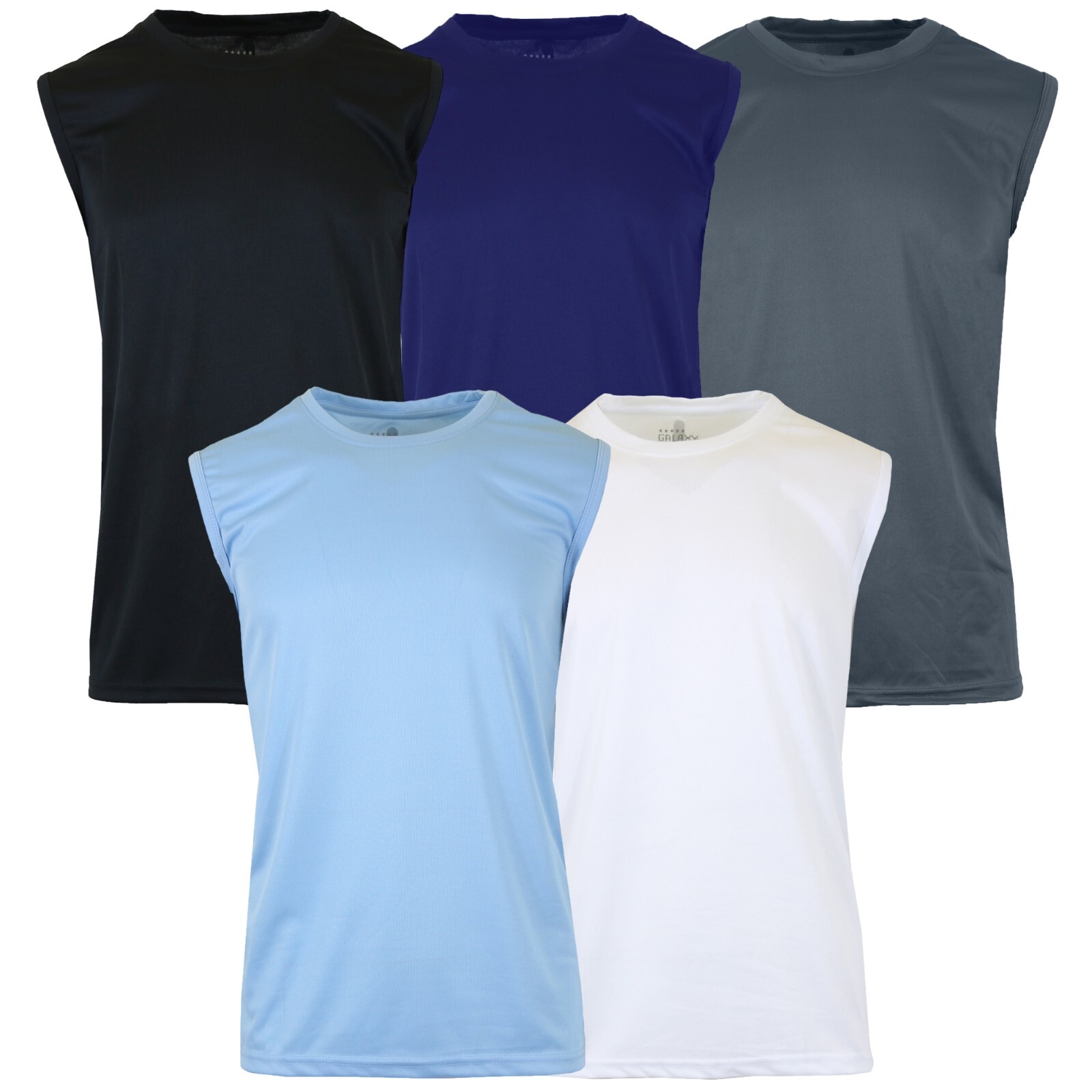 Men’s Sleeveless Moisture Wicking Active Muscle Tees Gym Lounge Running (5-PACK)