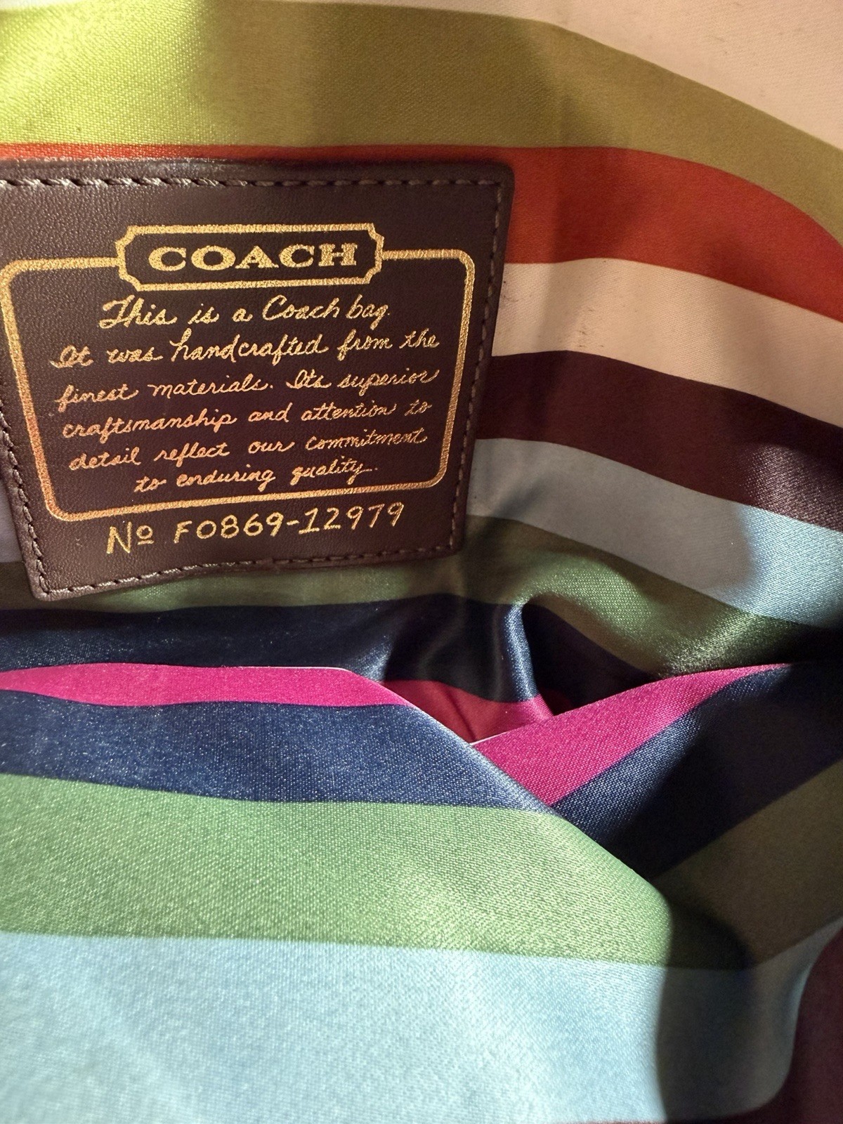 Coach Women’s Brown/Beige Logo Satchel Top Handle Turn Lock Zip Gold Bag Charm