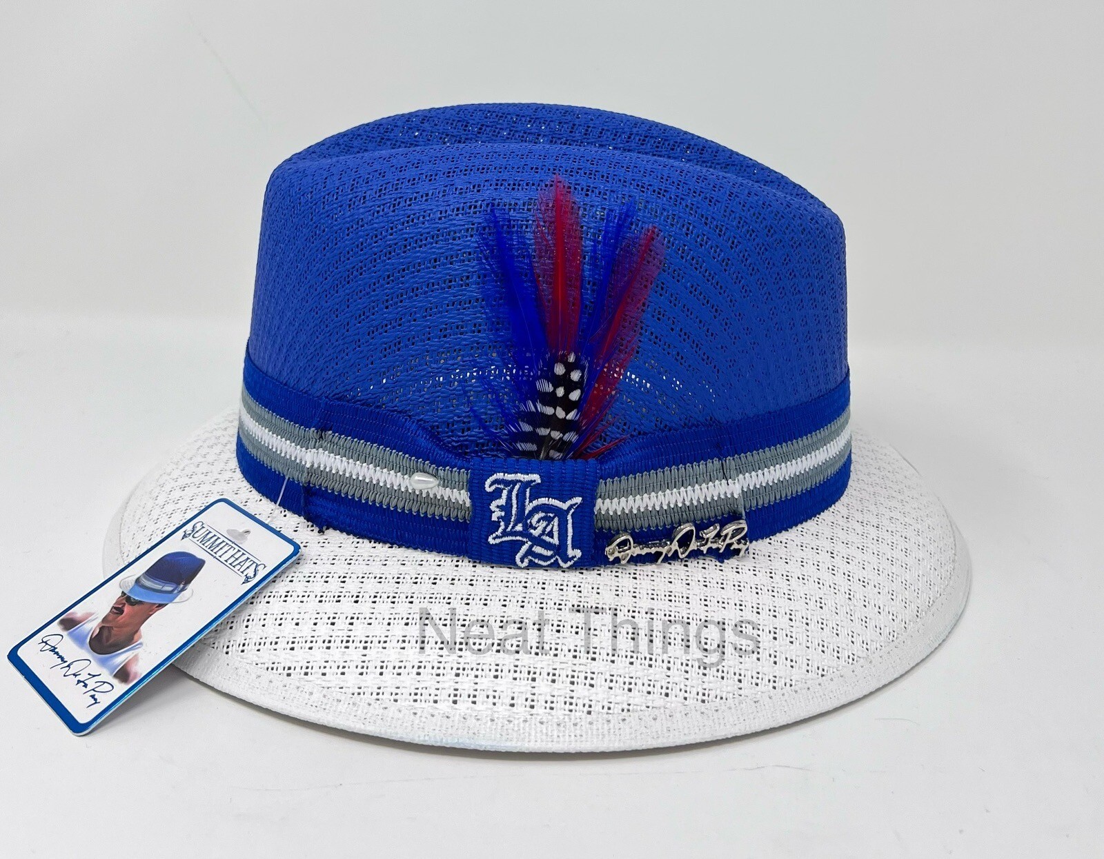 Danny De La Paz Signature LA Edition Blue & White Lowrider Fedora Hat Mens