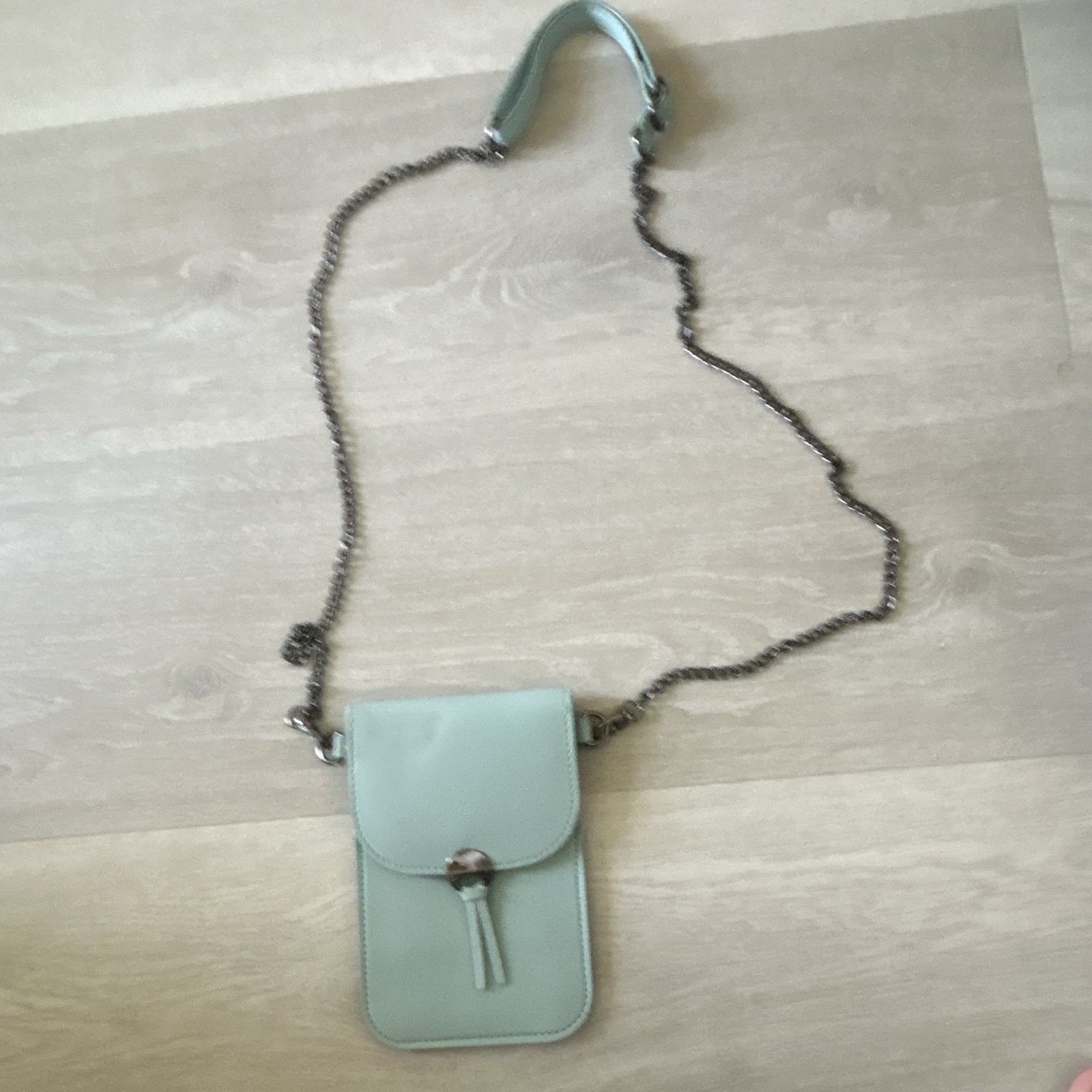 Savetthegirls Mint blue ID/Document Holder Wallet w/ Chain Strap & ID Window