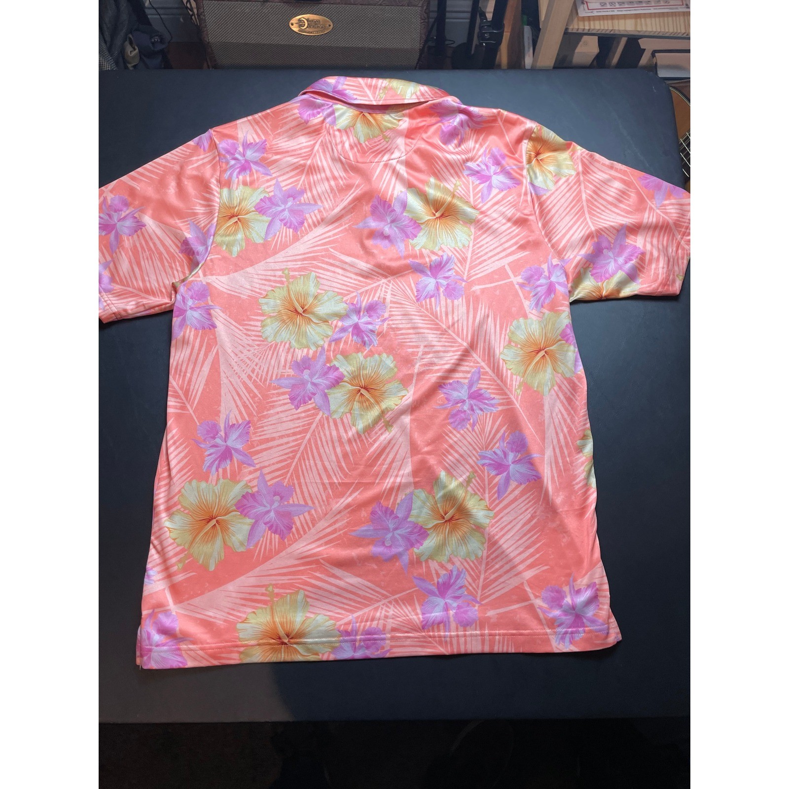 Construct Large Floral Pastel Mens Polo Poly Spandex Blend