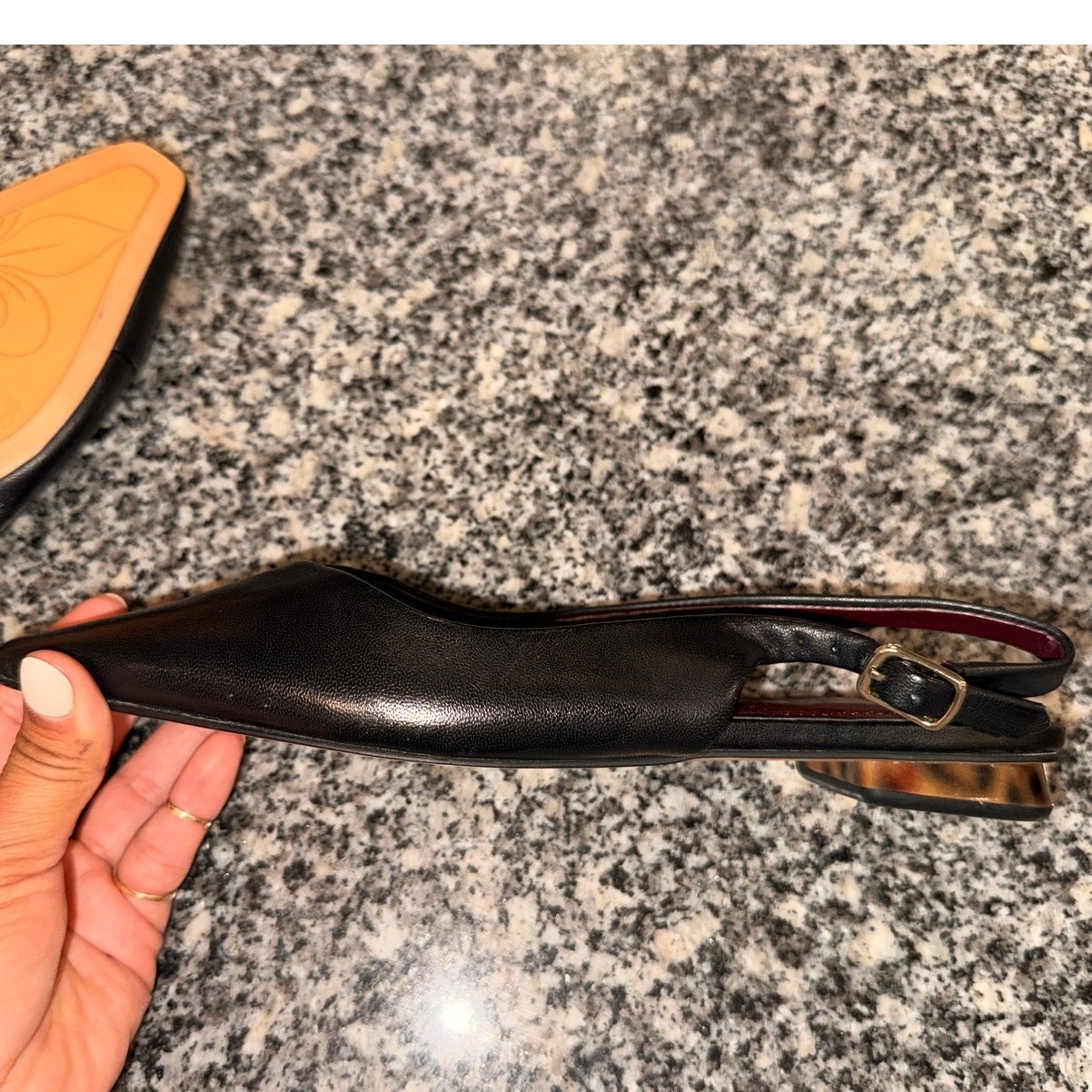 Franco Sarto Black Leather Slingback Flats – Size 5M