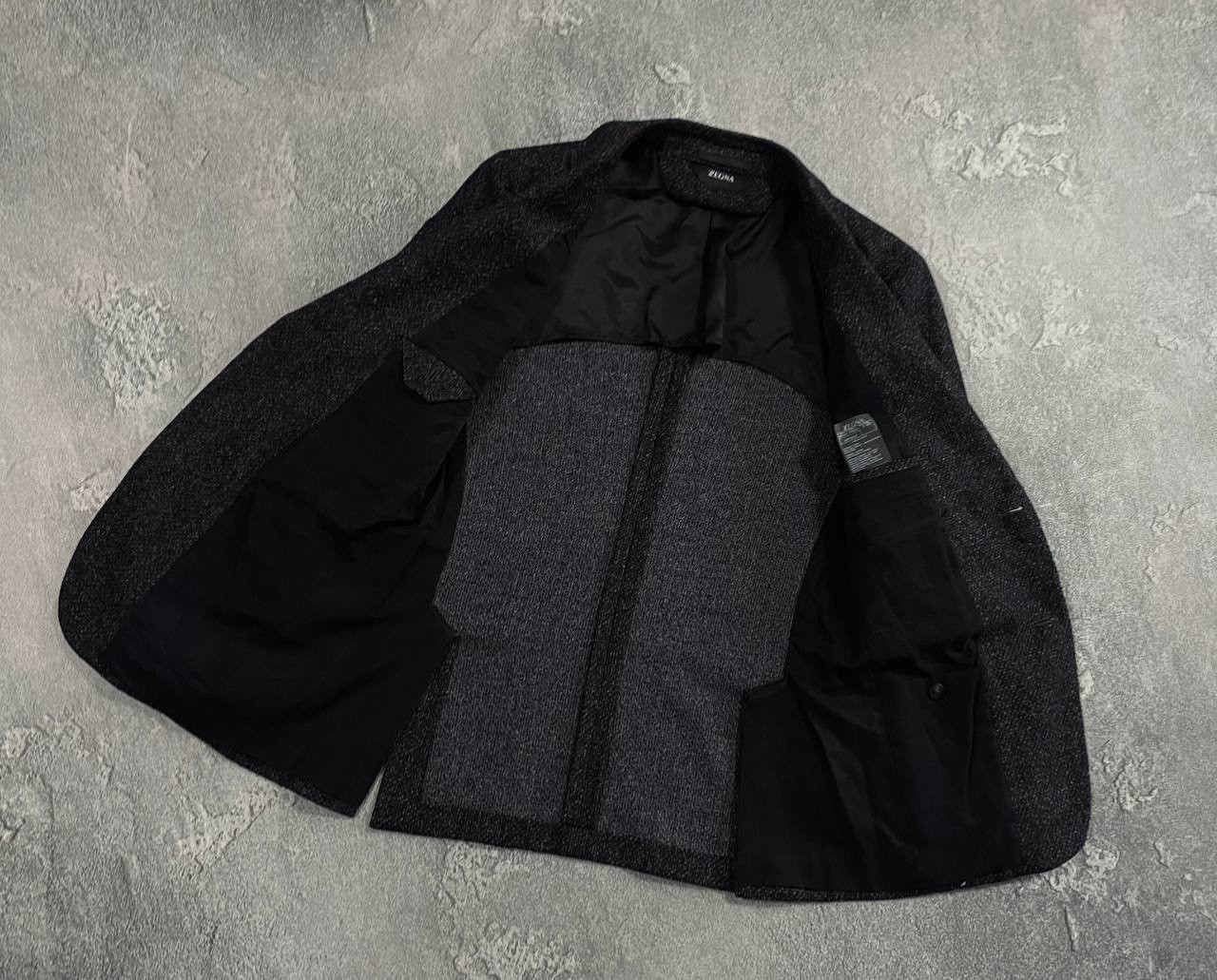 Ermenegildo Zegna Soft Drop 8 Black Textured Wool Blend Blazer Jacket Size 46R