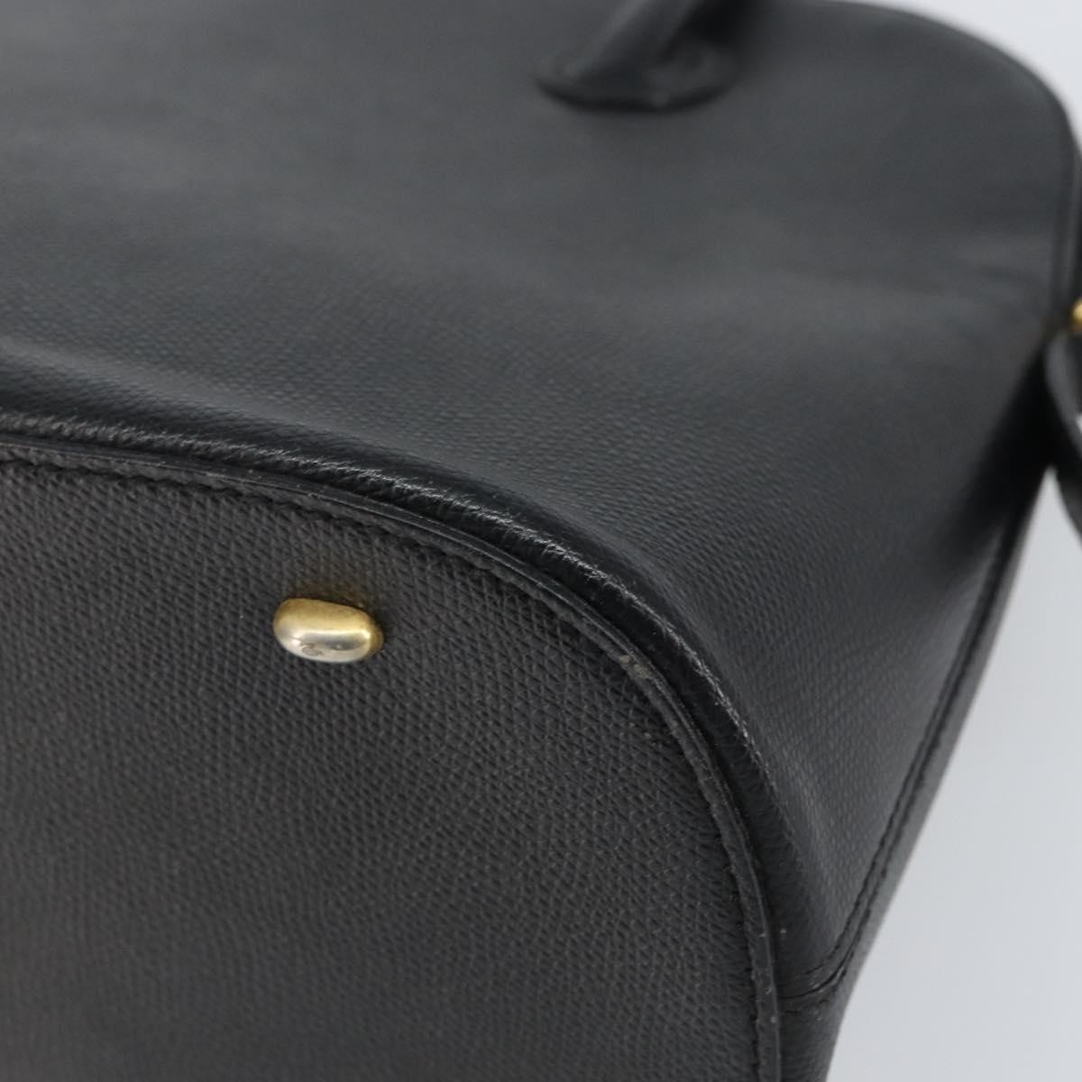 CELINE Hand Bag Leather Black Gold Auth ep12323