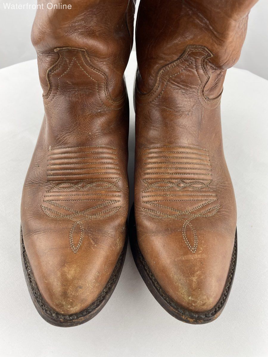 J. Chisholm Brown Leather Cowboy Western Boots Men’s 9D USA