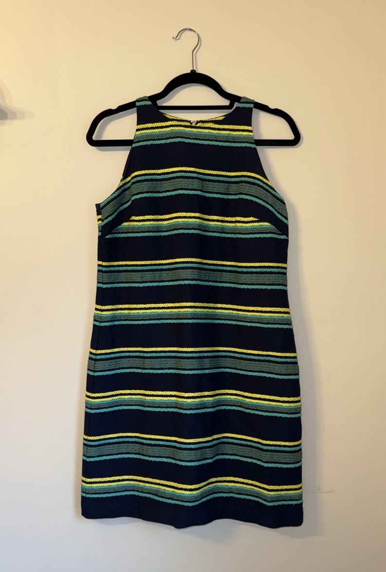 Vineyard Vines Deep Bay Striped Jacquard Shift Dress Size 6 Coastal Preppy