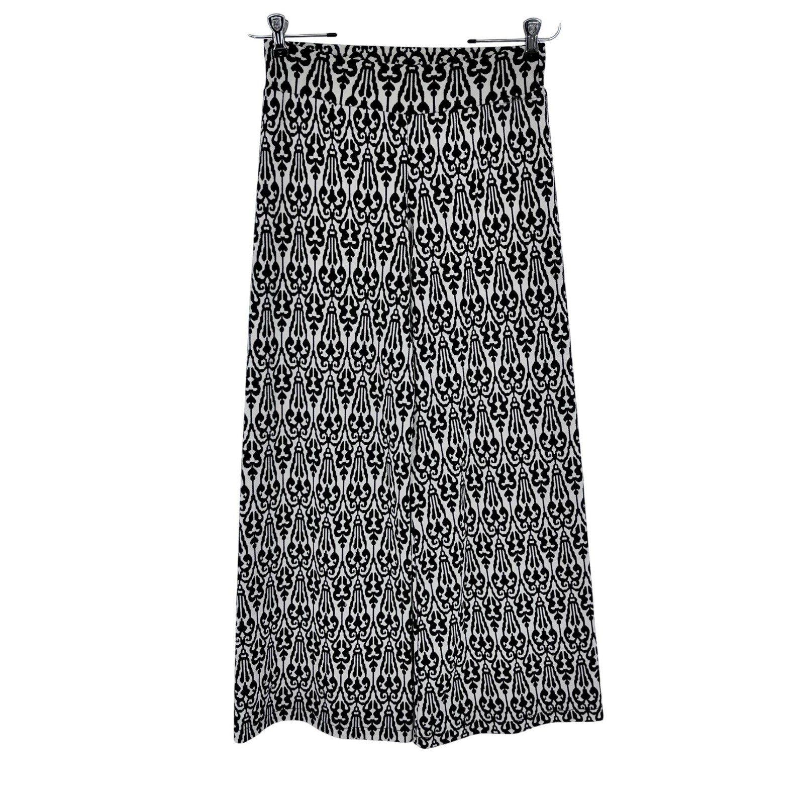Lime N Chili Palazzo Pants Womens Small Black White Damask Wide Leg Boho Retro