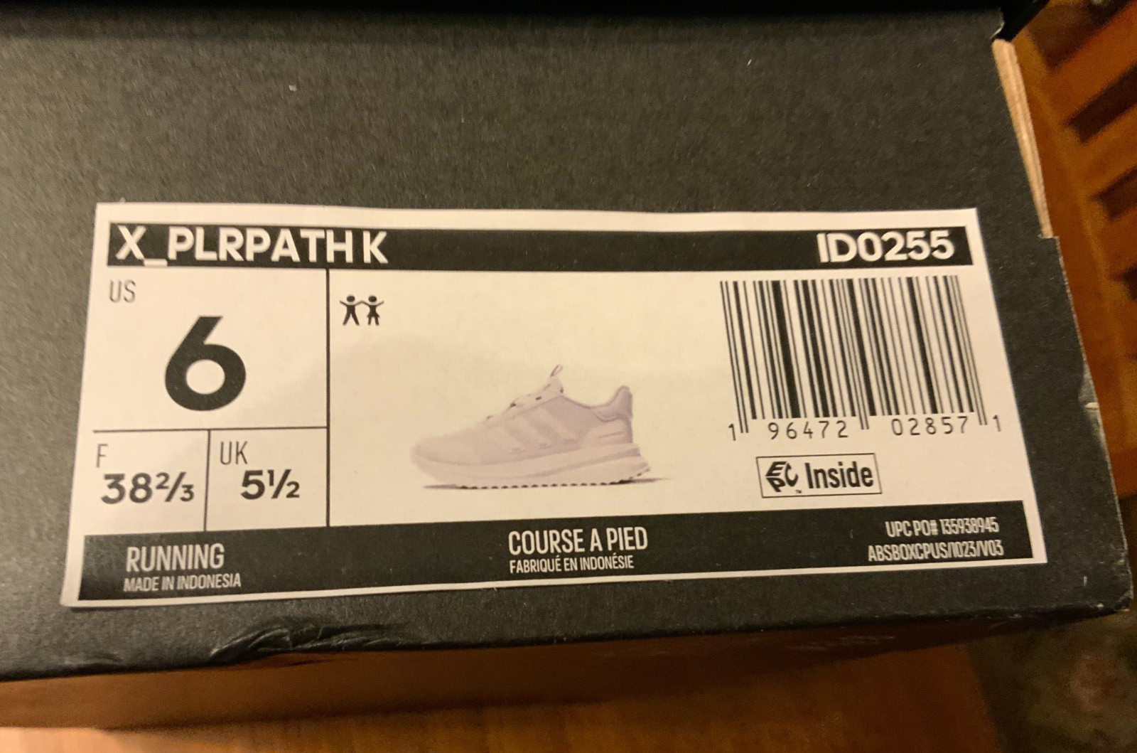 Adidas Kids’ X_PLR Path, Style# ID0255, Size 6, Color White/Grey