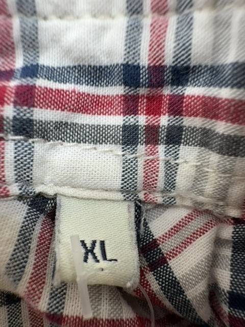 Estabished Men Red White Blue Plaid Button-Down Shirt XL Vintage Pocket