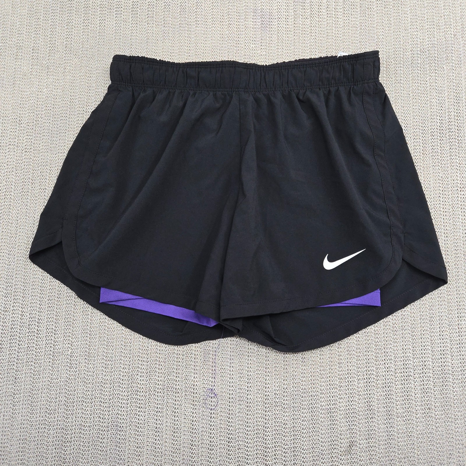 Nike Dri Fit Running Shorts Womens Small Black Atheltic Lined Training Swoosh