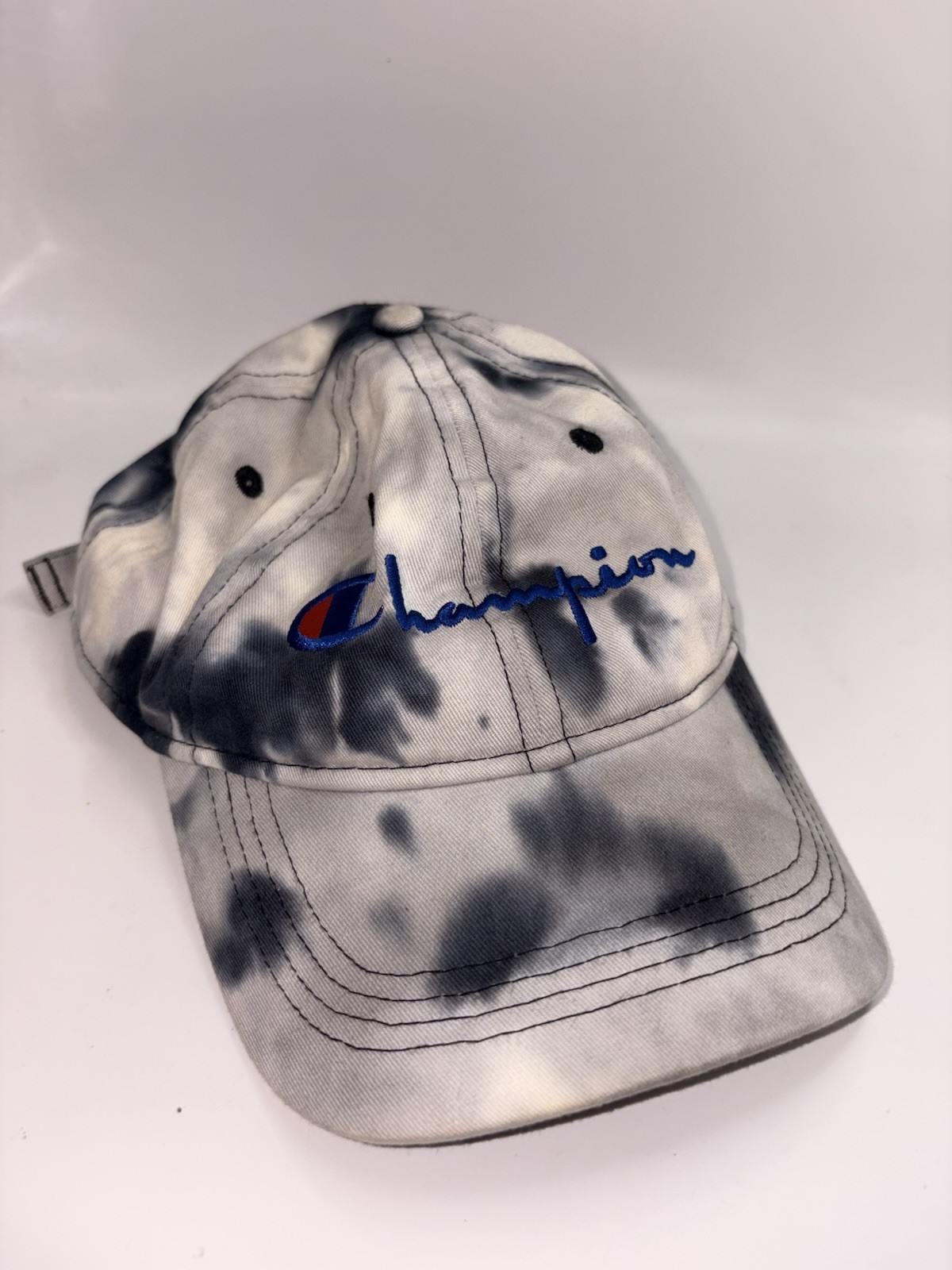 Champion Black & White Charcoal Gray Tie Dye Adjustable Strap Unisex Hat Cap