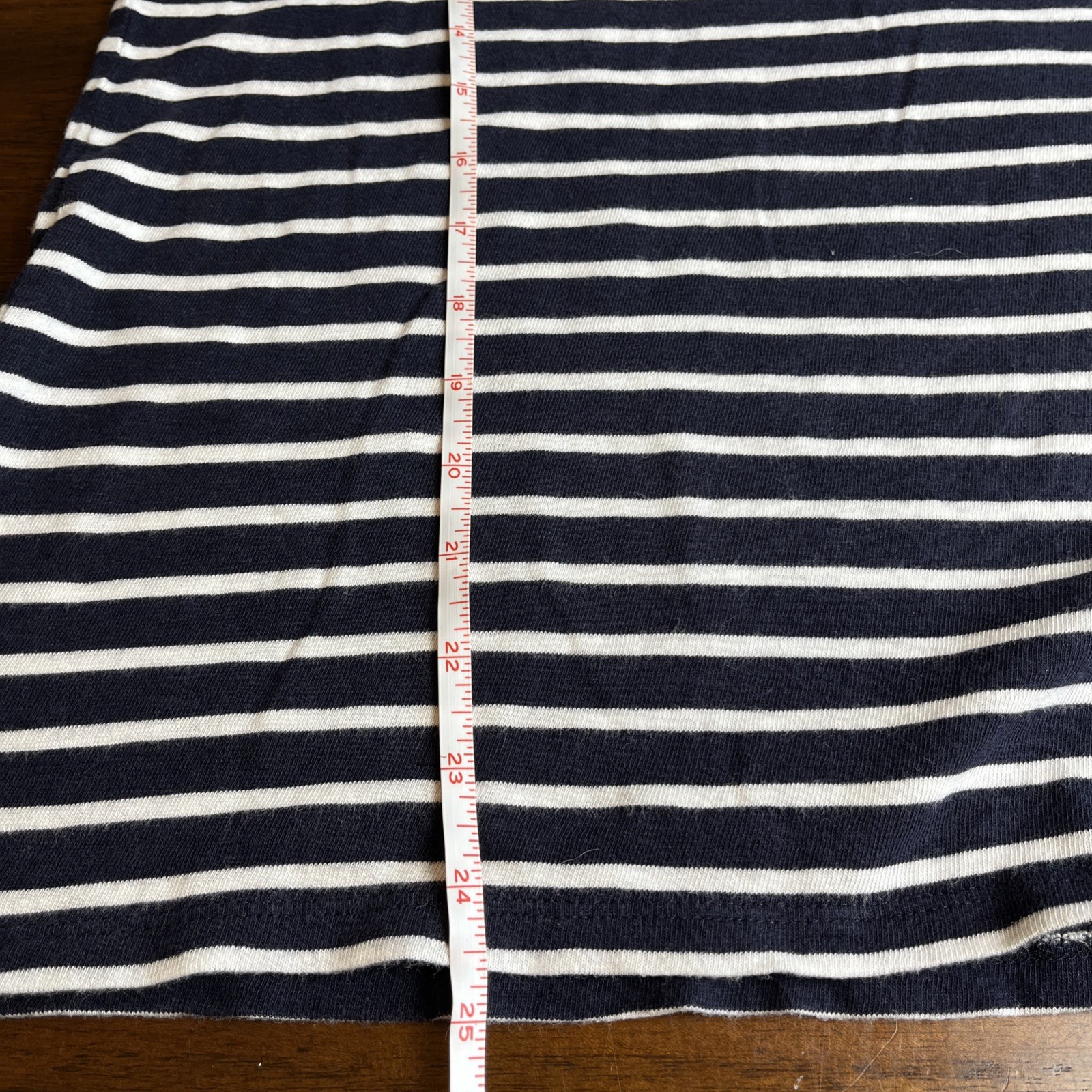 Talbots Large Navy White Stripe Top Embroidered Beaded Flowers Coastal Garden