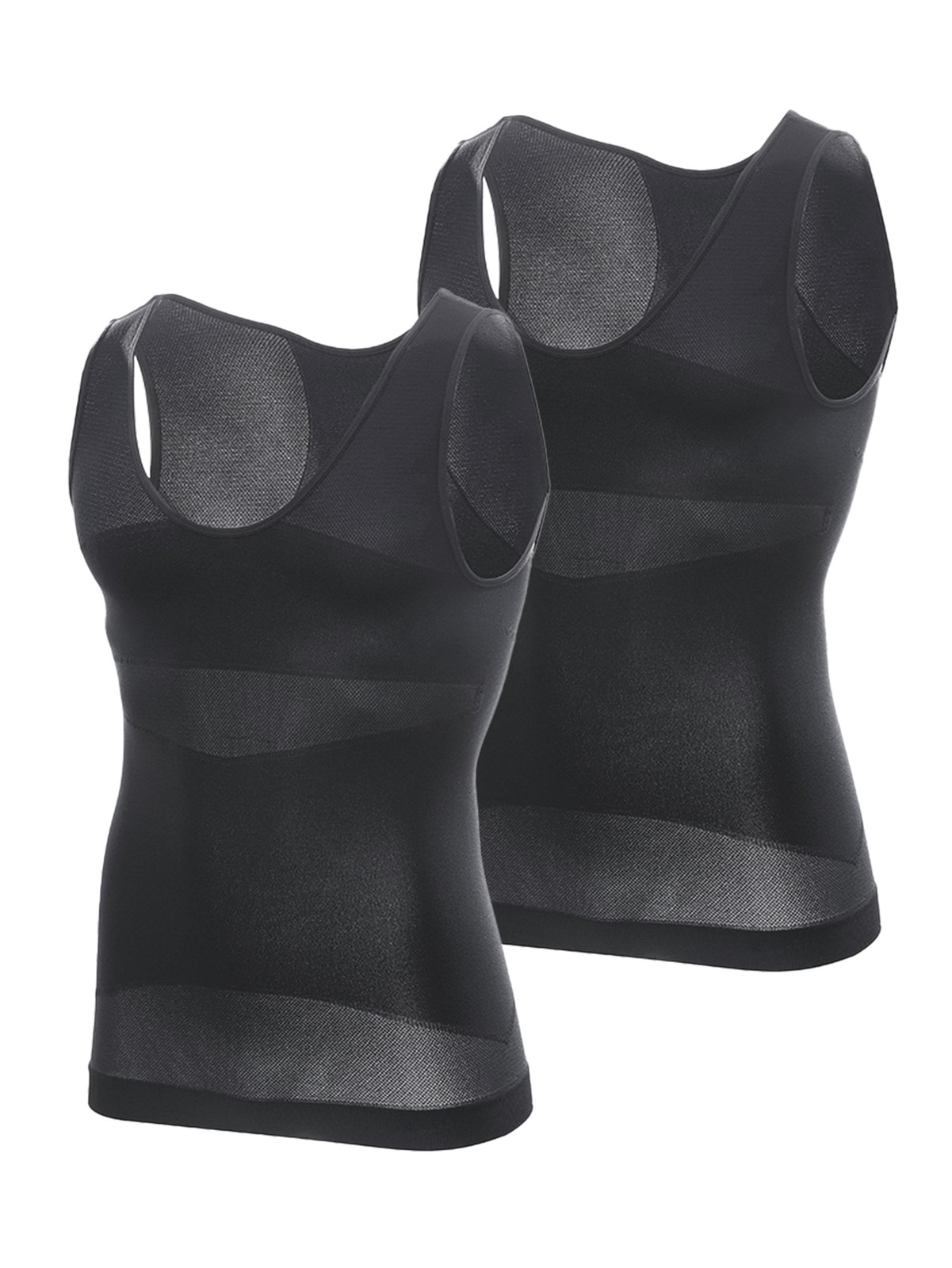 2Pack Men’s Body Shaper Belly Chest Compression Shirt Slimming Gym Tank Top Vest