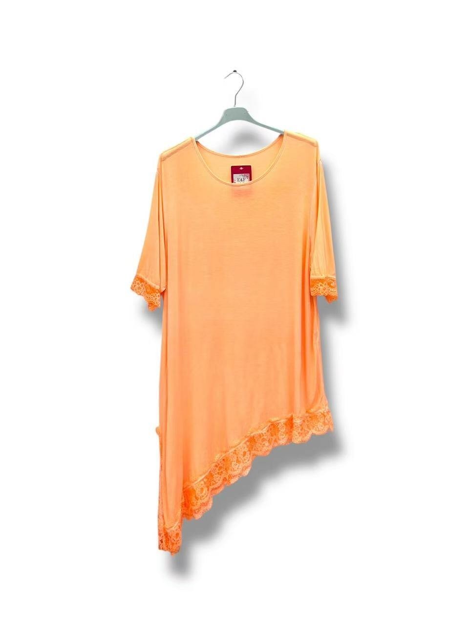 italy t shirt tunic approx 44 46 48 50 orange E&F Paris new stretch shirt summer