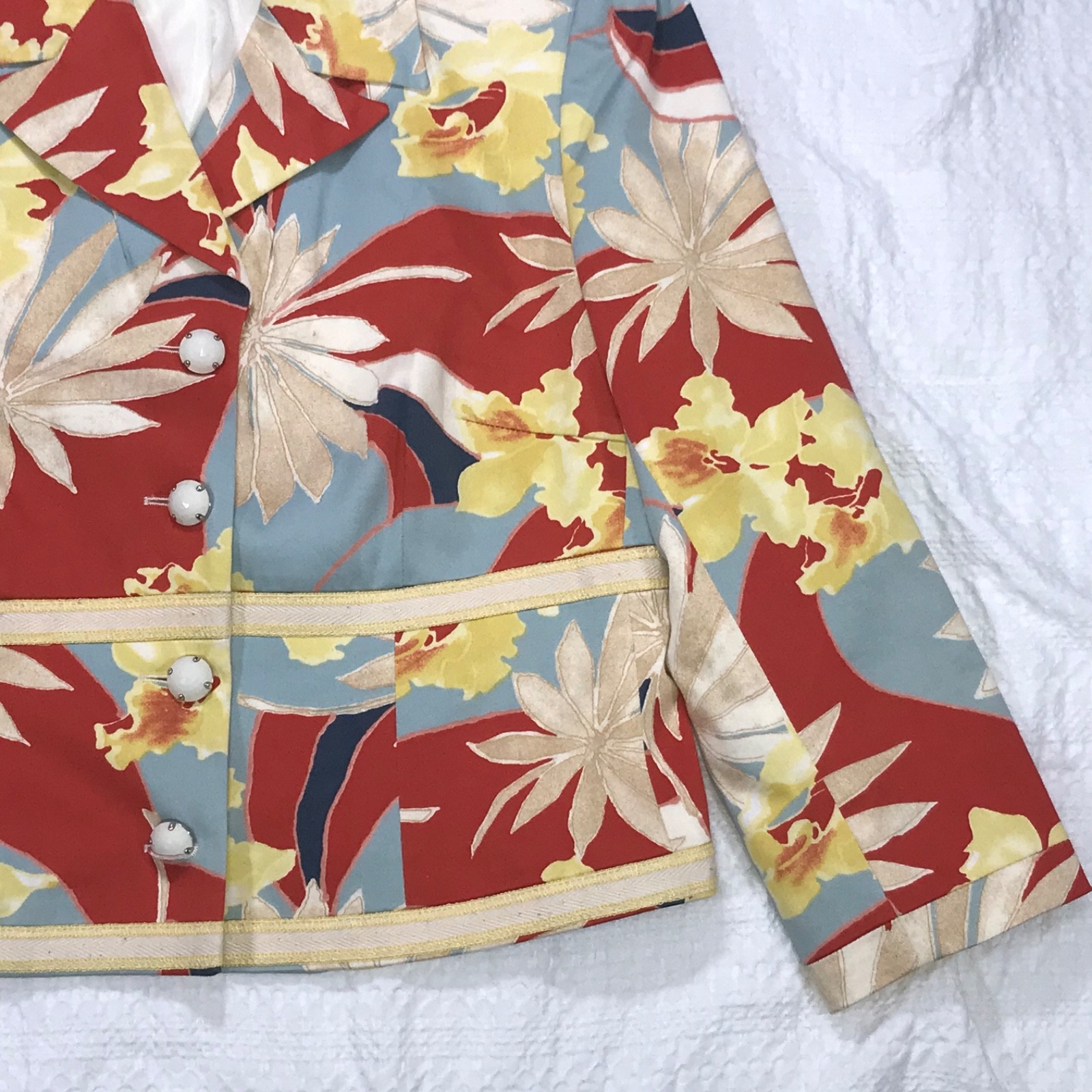Harve Benard Womens Sz 10 Bight Spring Floral Print Cotton Stretch Blazer