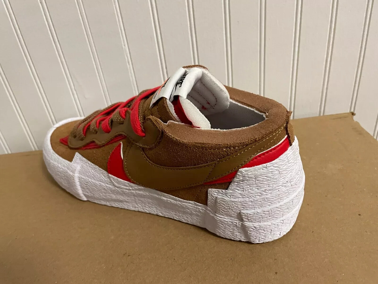 Nike Sacai Blazer Low British Tan Brown White Red New DS DD1877-200 Mens Size