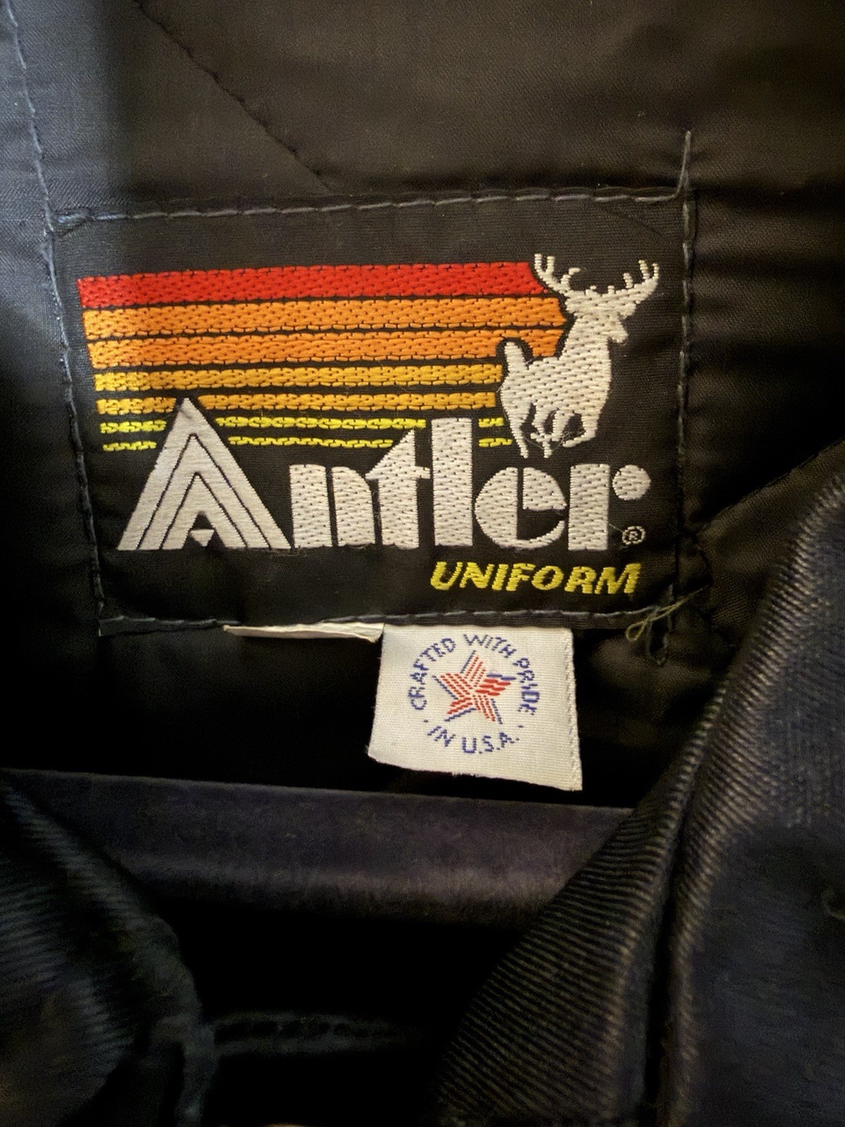 Antler Uniform Navy Work Jacket Quilted Lined, Size L, Talon Zipper USA made