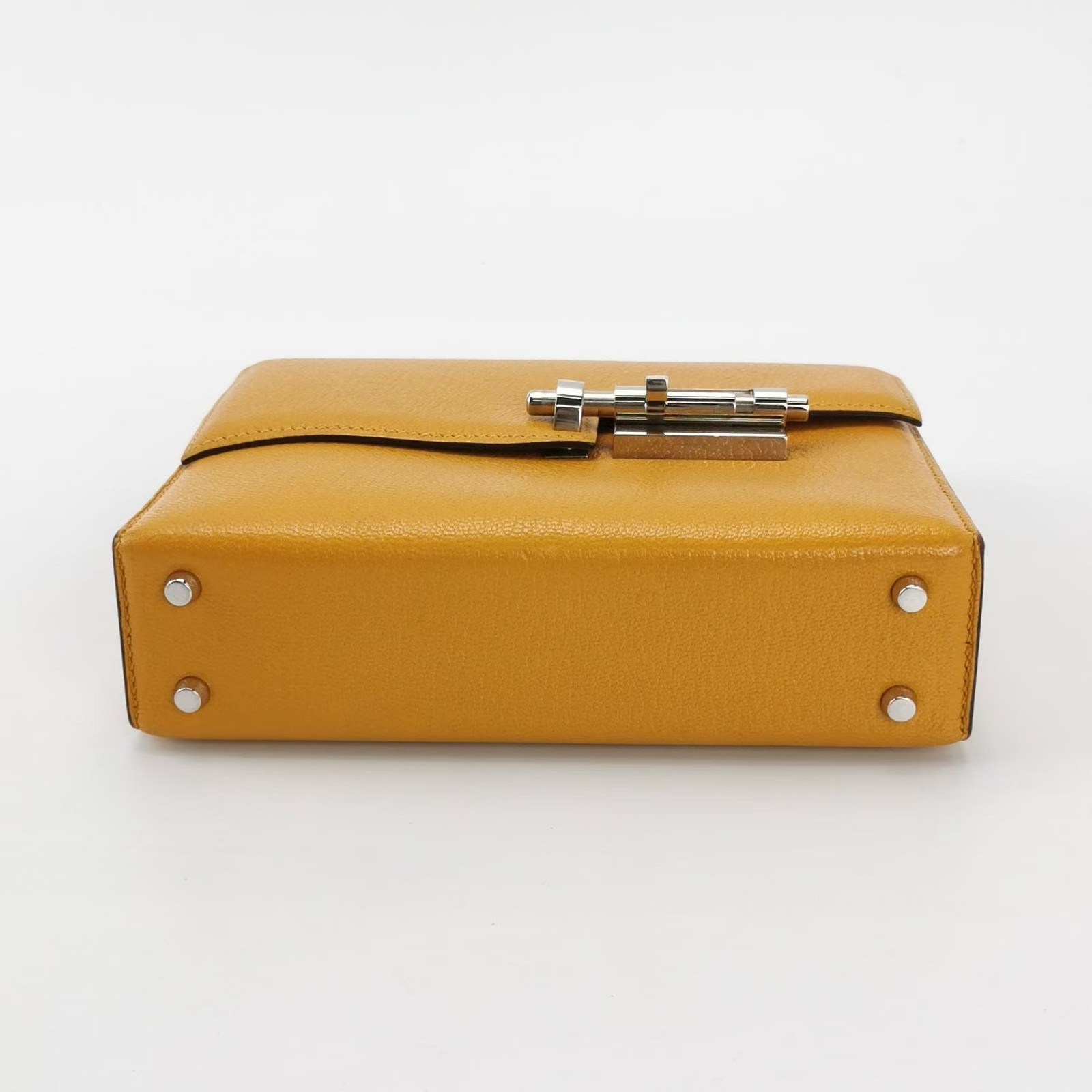 Hermes Verrou Mini 17 Chevre Mysore Soleil 9H Yellow Silver Hardware PHW Auth