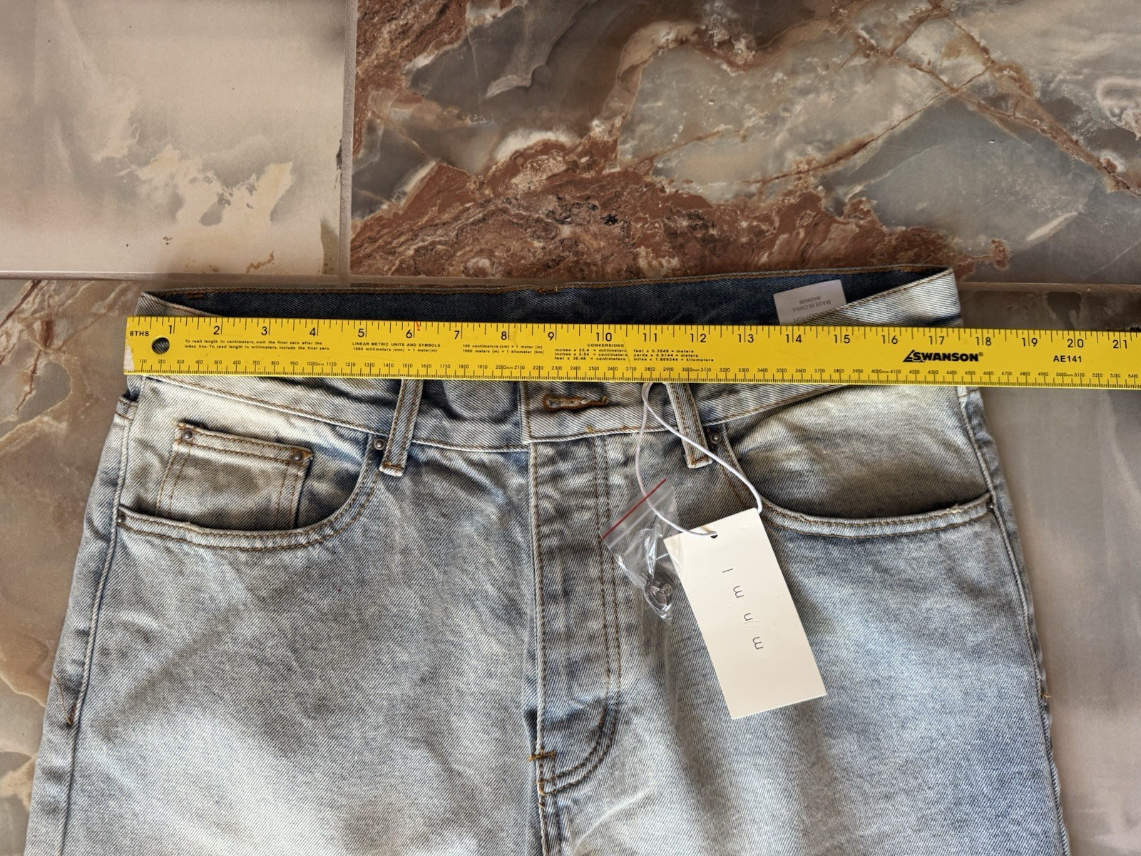 MNML Men’s Distressed Denim Button Fly Jeans Size 36 New