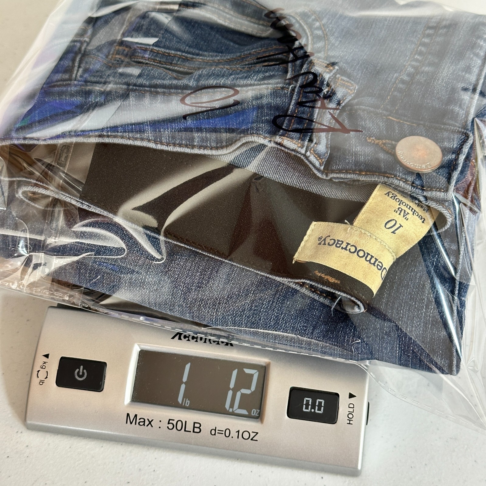 Democracy Jeans Womens 10 Blue Ab Technology Itty Bitty Bootcut Stretch Frayed