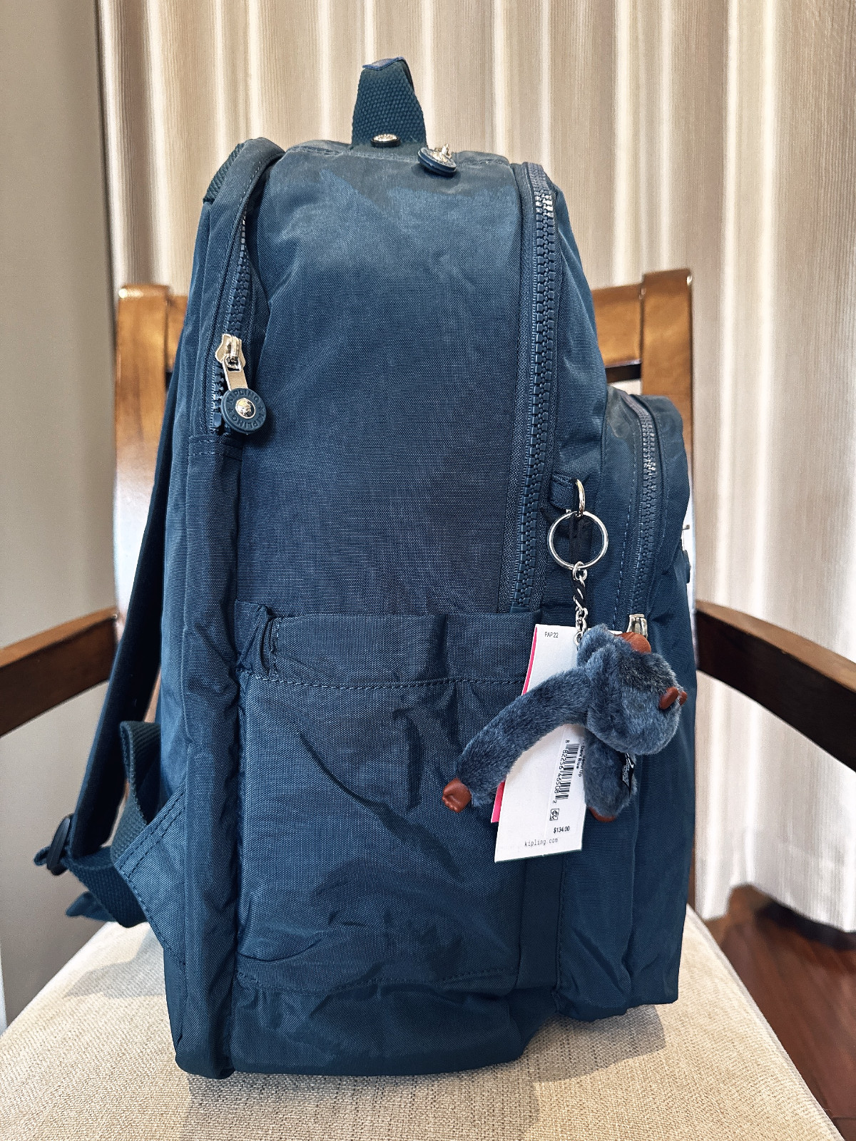 NWT Kipling Gray navy light weight Seoul up 15″ laptop Large Backpack 45cm
