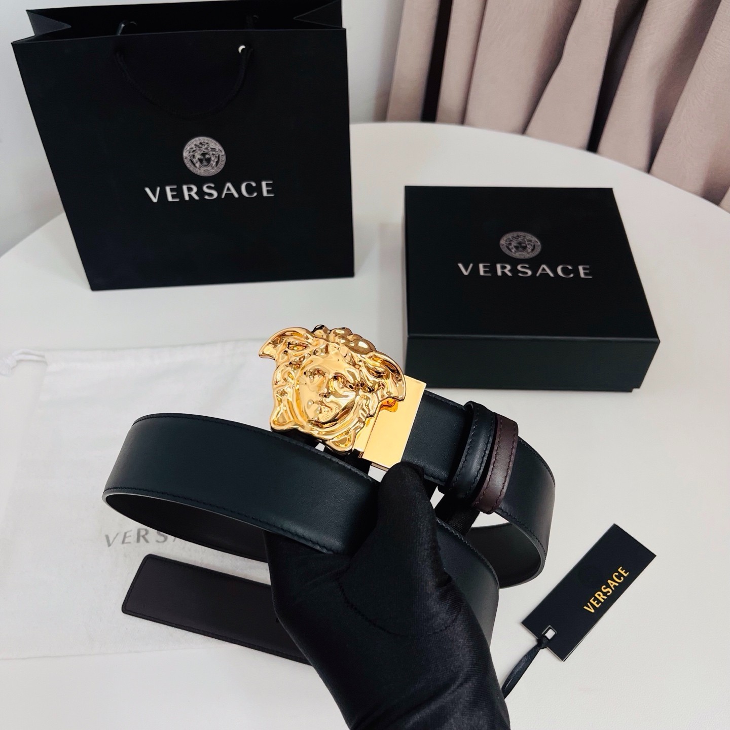 Authentic Versace La Medusa Men’s Leather Belt