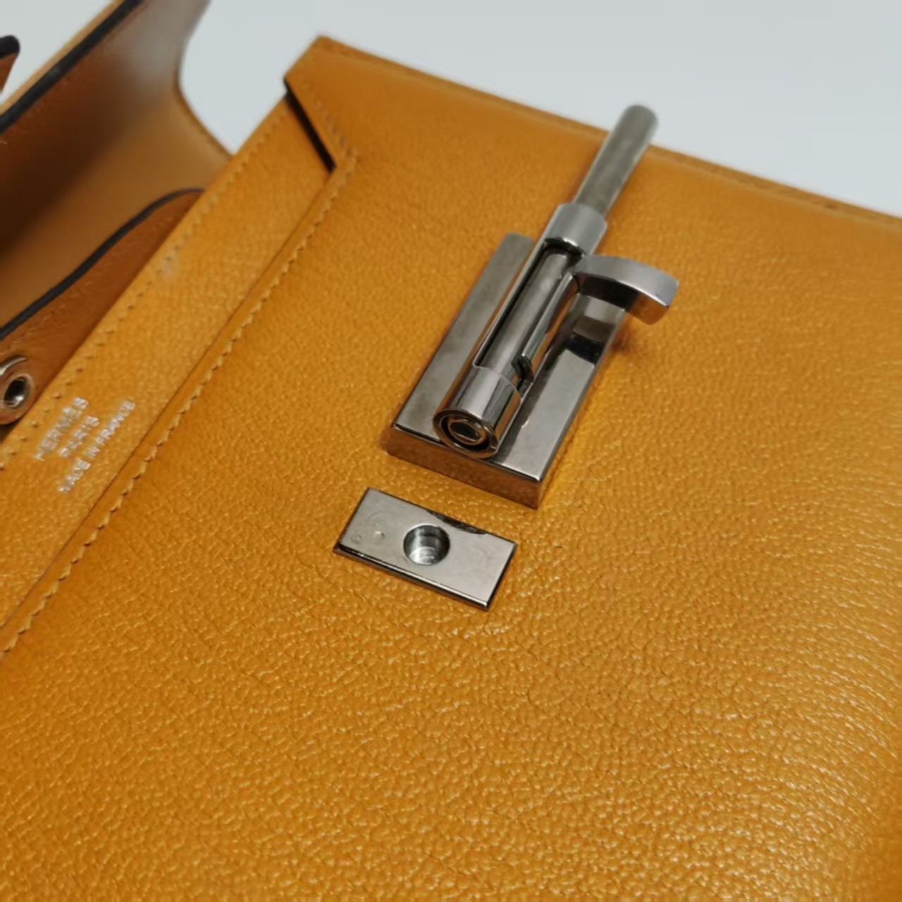 Hermes Verrou Mini 17 Chevre Mysore Soleil 9H Yellow Silver Hardware PHW Auth