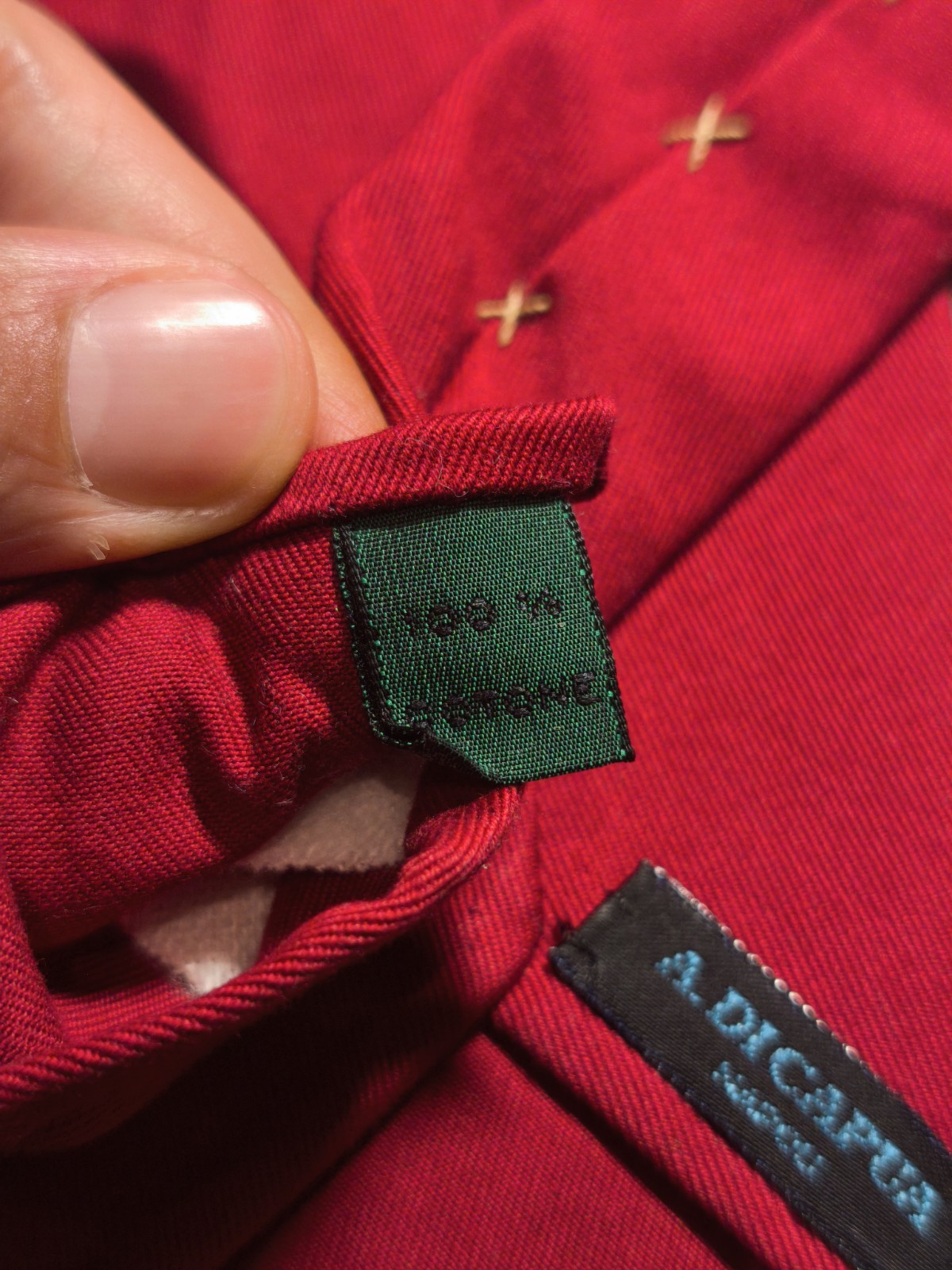 A. Di Capua Napoli – Red Solid Color Cotton Tailored Tie