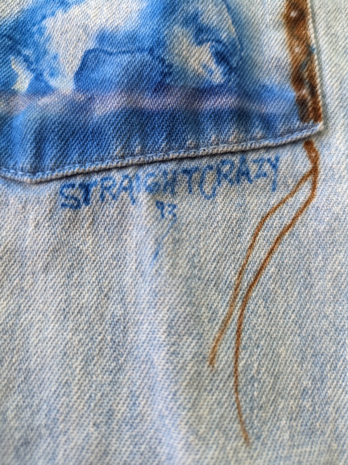 1993 GAP Hand Painted Denim Shirt XXL Vintage USA Made Western Native Art