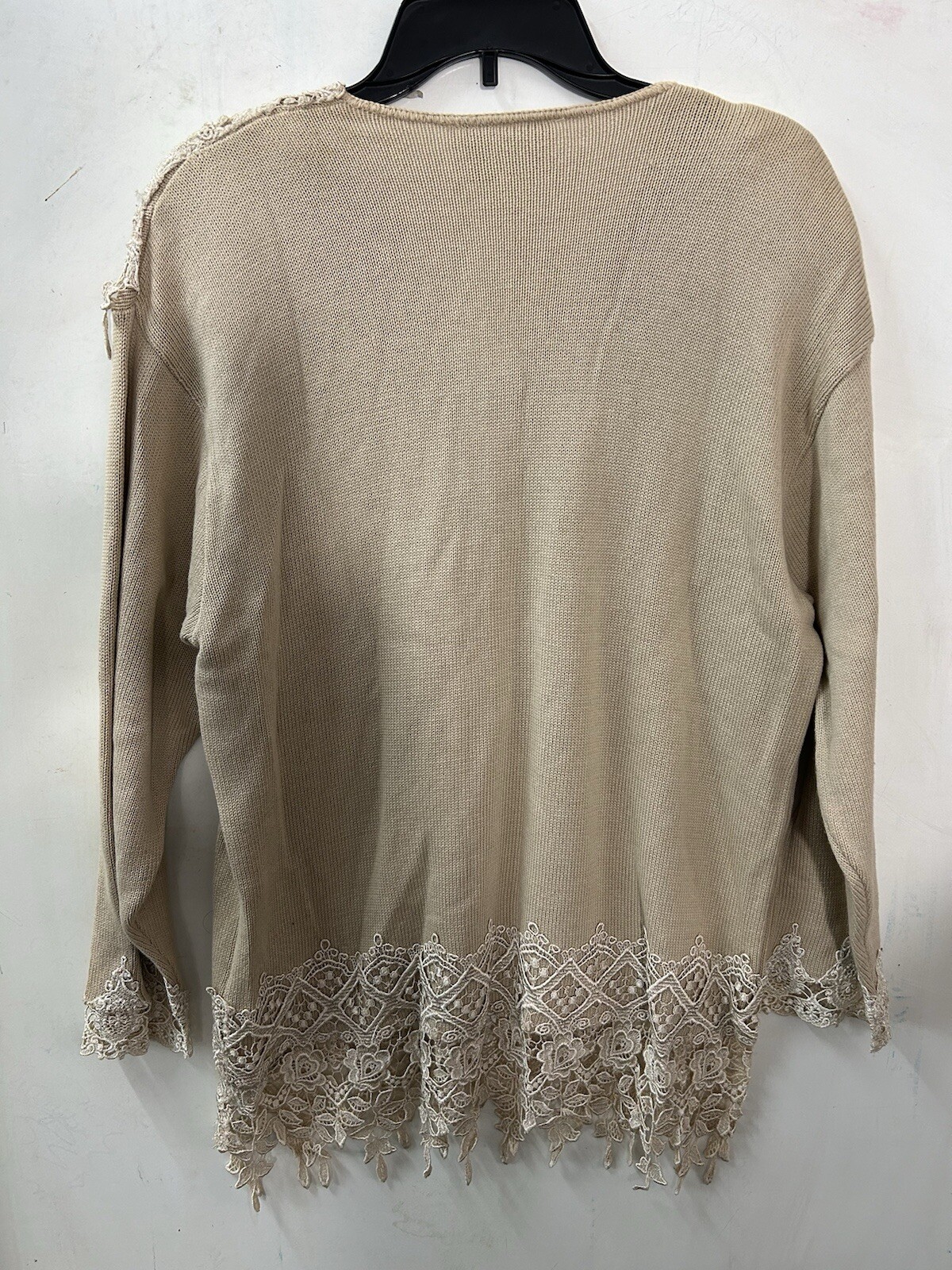 VTG Magnet Art Lynn Yang Size M Floral Lace Sweater Brown Cottage Core Coquette