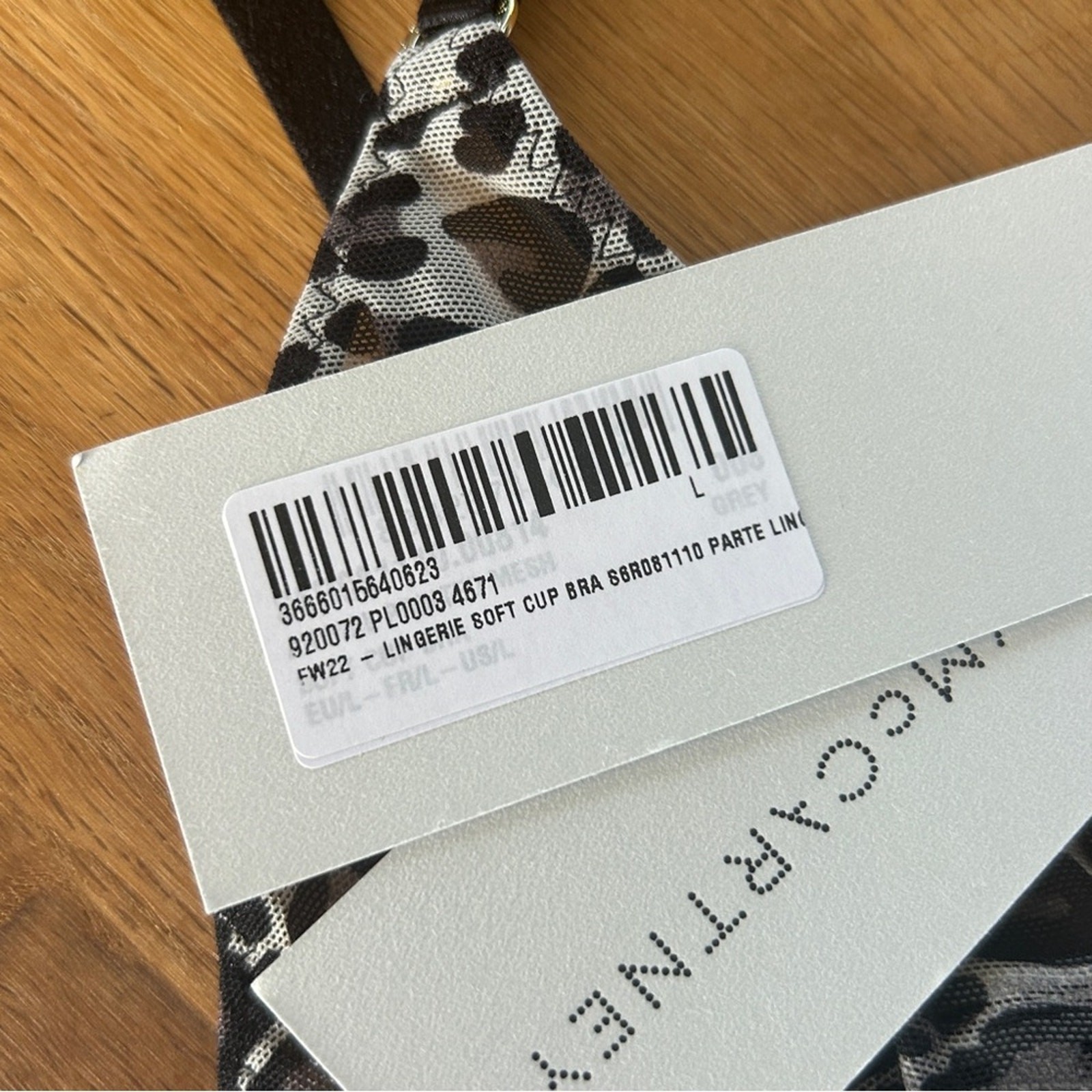 Stella McCartney Leopard Print Triangle Mesh Bra with Logo Band Sz Small NWT