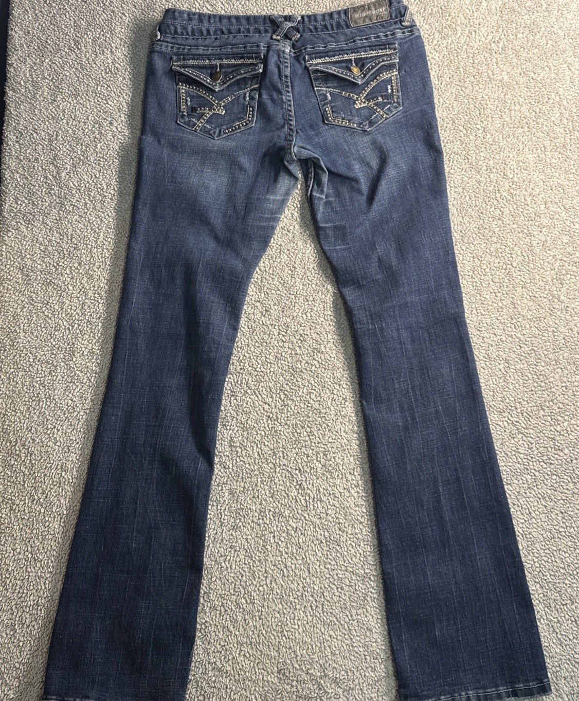Amethyst Jeans Women’s Size 7 Reg-Blue Denim Straight Leg Bold Stitching 30.5”L