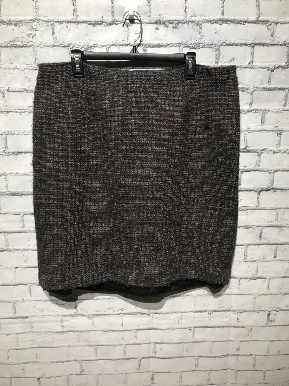 Talbots, Women 16W, Dark Gray Textured Woven Plaid 60% Wool Pencil Skirt, Lined