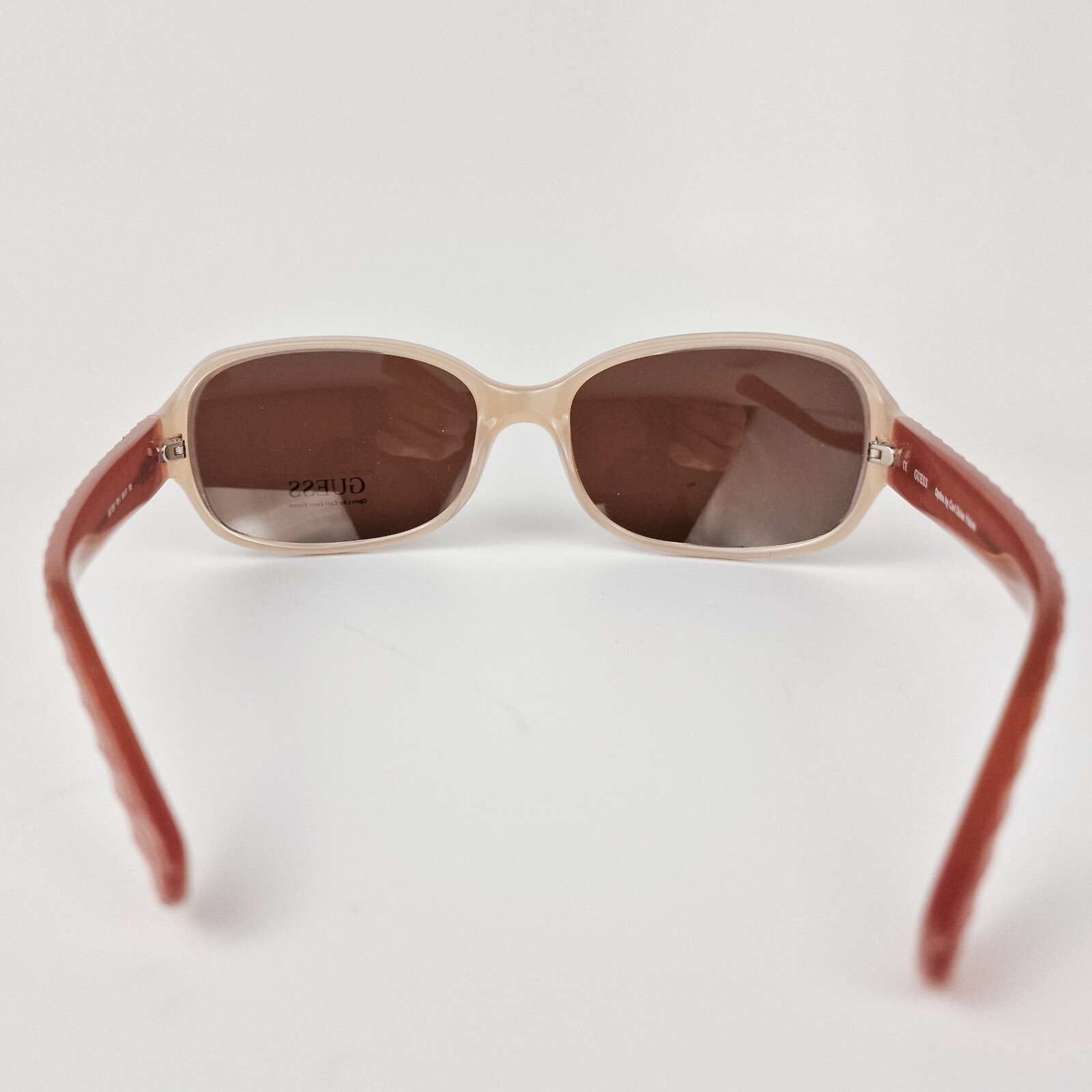 Guess Women’s Pink Rectangular Sunglasses Brown Lenses GU7257-PE-1 New Authentic