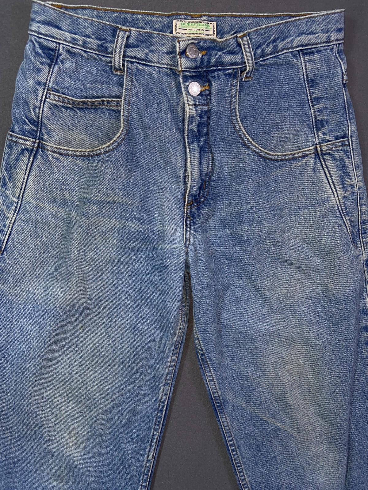 Guess Jeans VTG 90s Med Blue Dual Button Zip Fly High Waist Tapered 31 read (10)