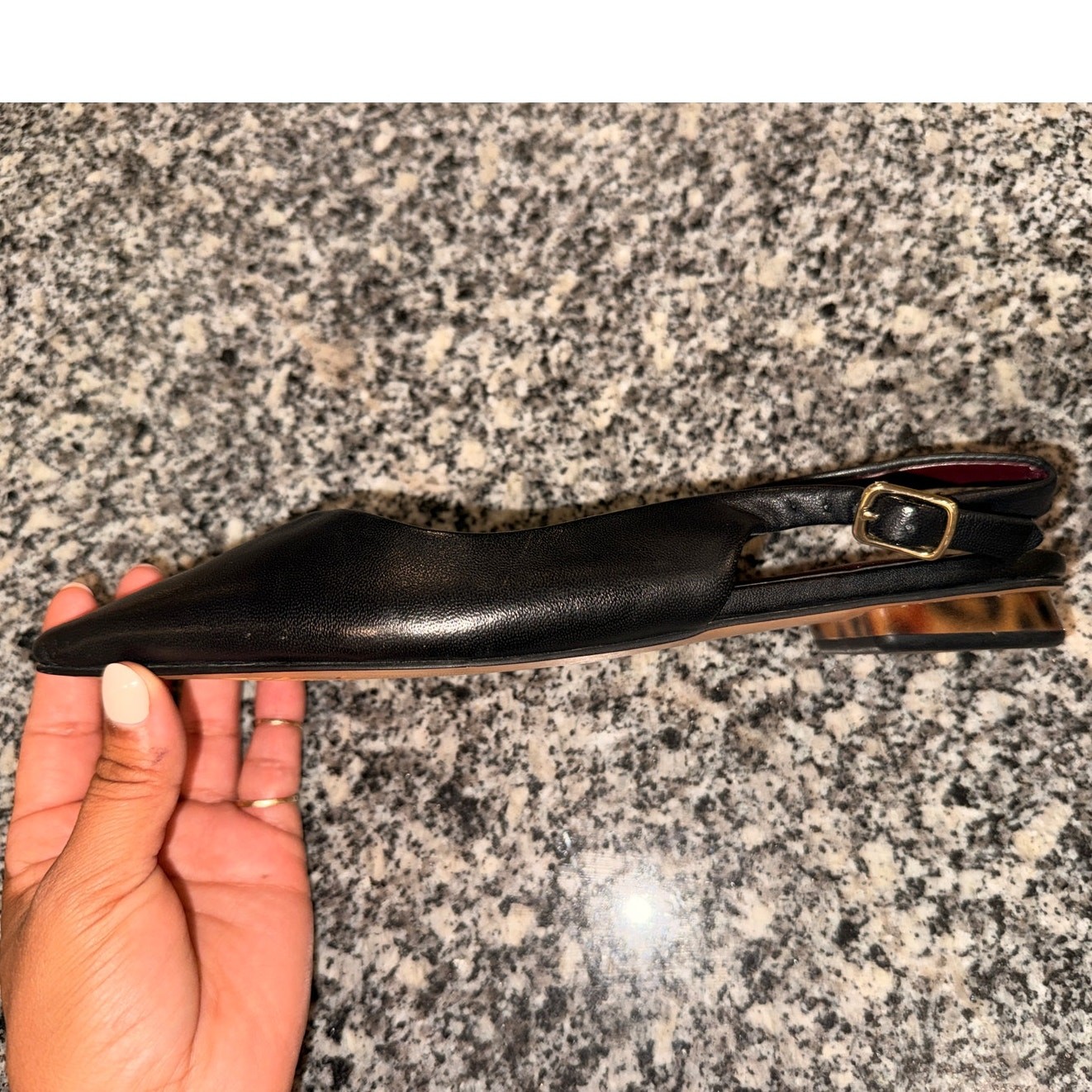 Franco Sarto Black Leather Slingback Flats – Size 5M