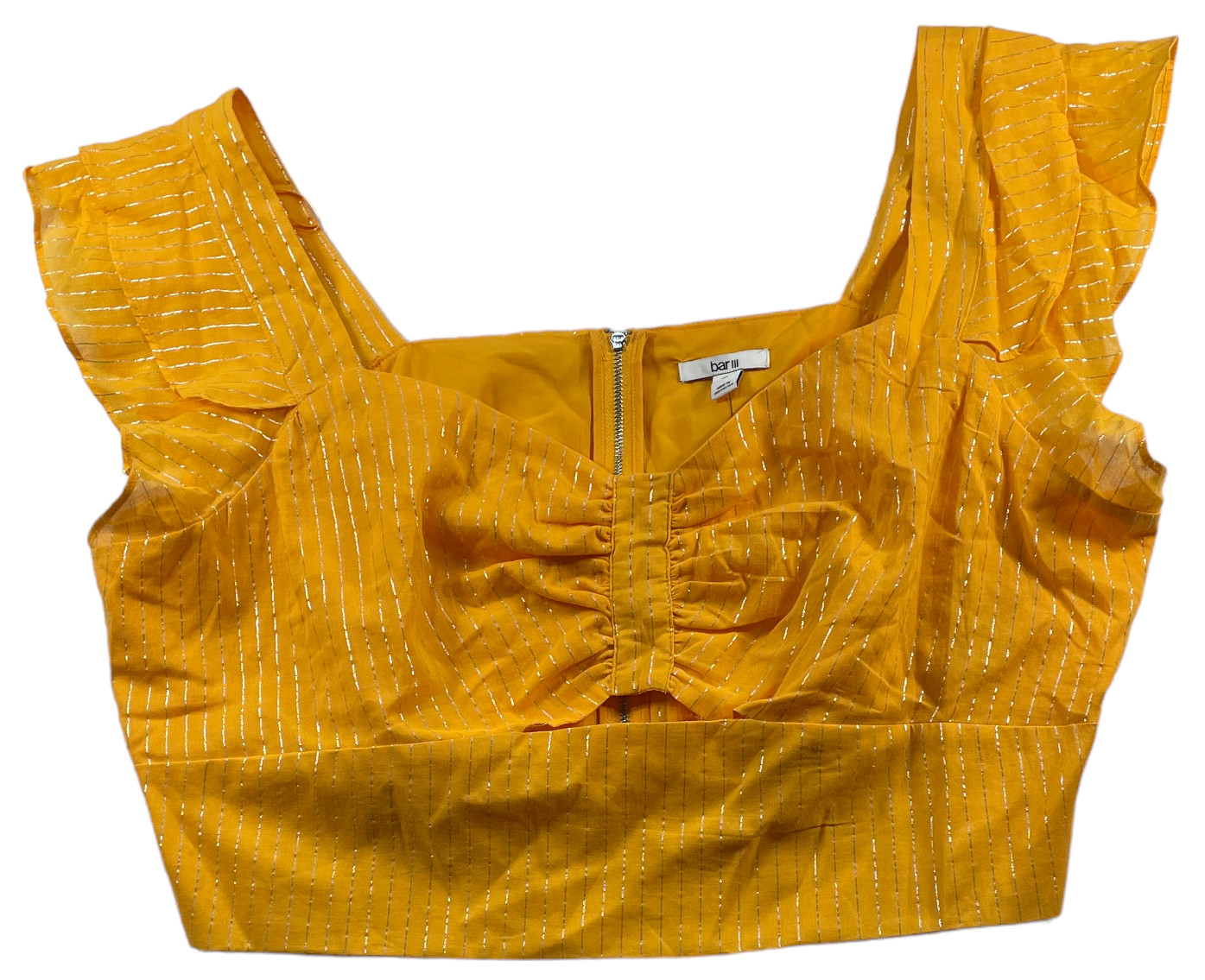 Bar III Blouse Womens Plus size 3X Orange Flutter Sleeve Cropped Cutout New