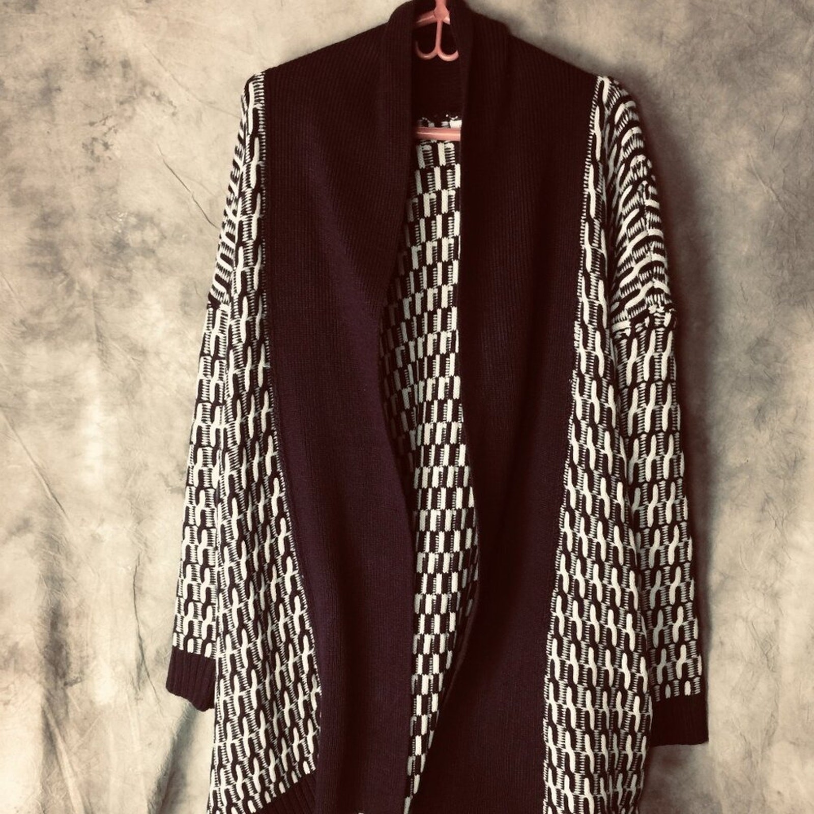 Liz Claiborne Women’s Size XXL Sweater Cardigan Open Front Cream Midnight Purple