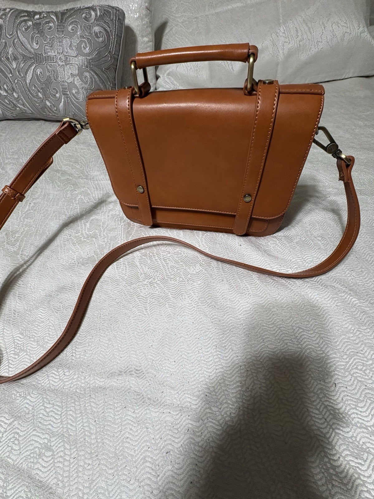 ECOSUSI Brown FAUX Leather messenger bag