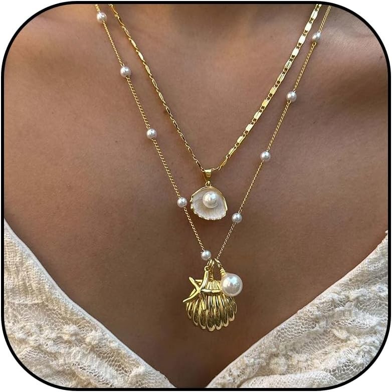 HUASAI Shell Necklaces for Women Starfish A5:starfish shell charm necklace