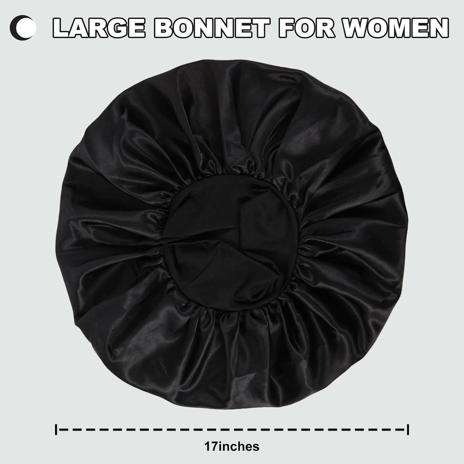 Extra Large Satin Bonnet Hair Cap, 17Inches Silk Bonnet for Sleeping, Jumbo Silk