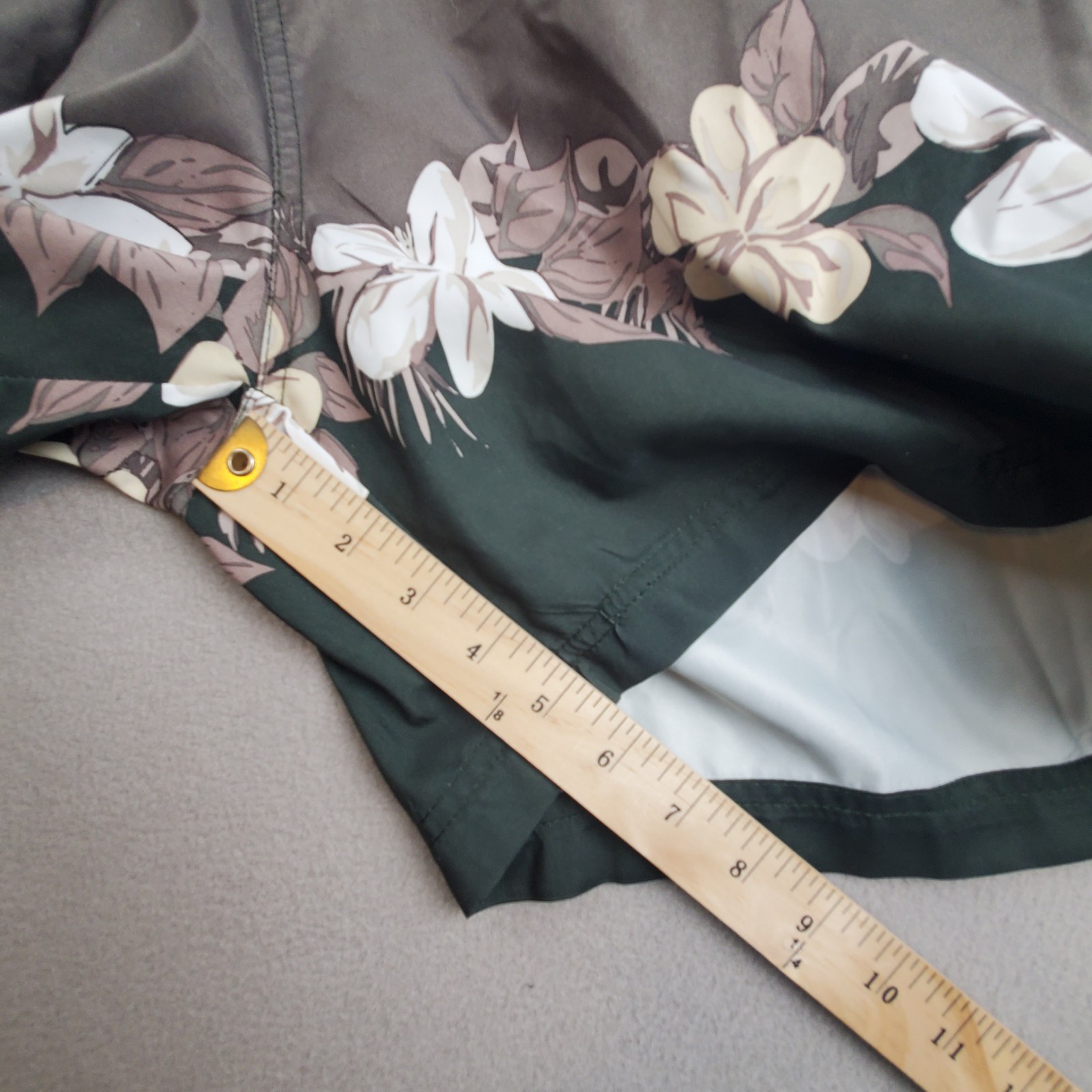 Sand N Sun Swim Trunks Mens (36-38)Green Tropical Floral Mesh Lining Shorts