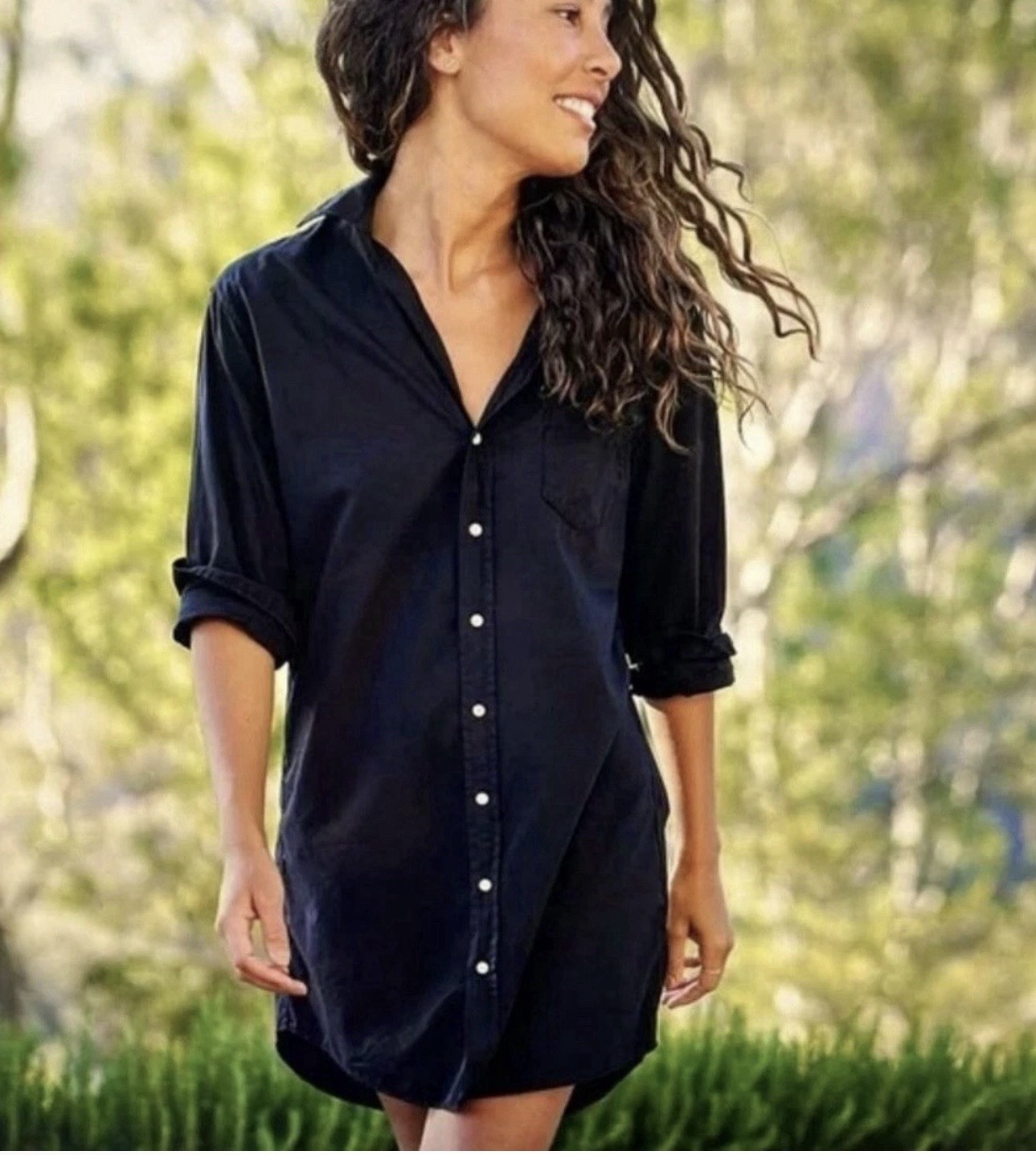 Frank & Eileen Mary Dress Cotton Black Shirt Dress XS