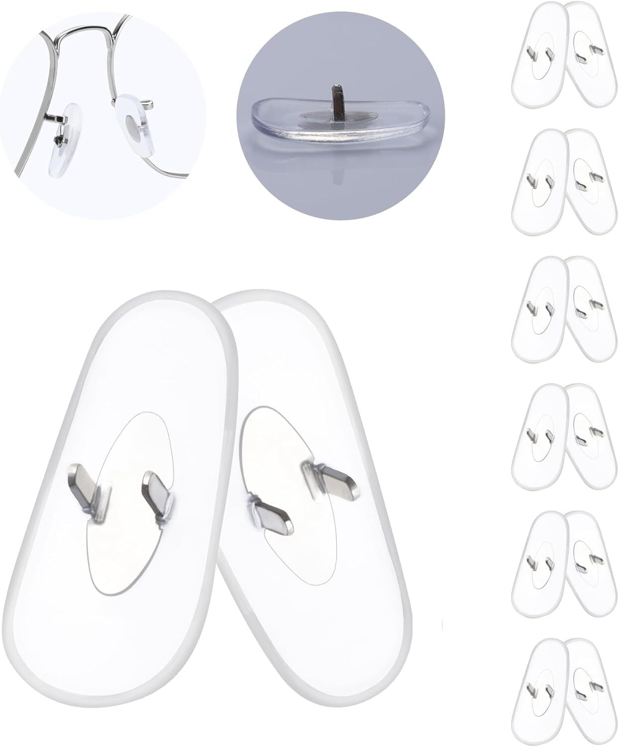 6 Pairs Clear Nose Pads Nosepiece Replacement for Ray-Ban Cockpit RB3362 59mm